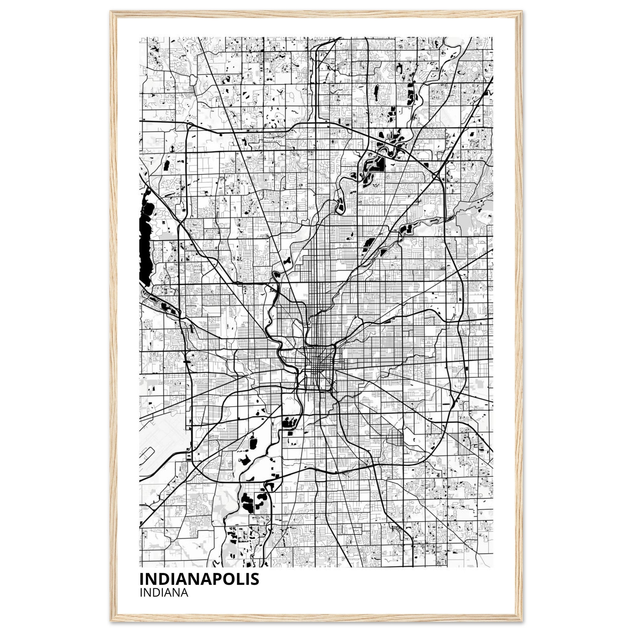 indianapolis map poster print