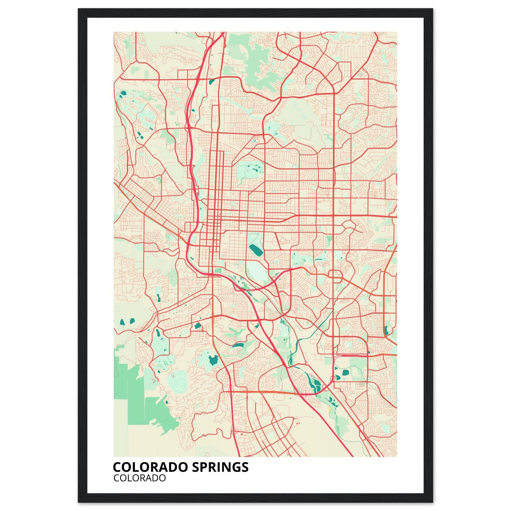 colorado springs map poster print