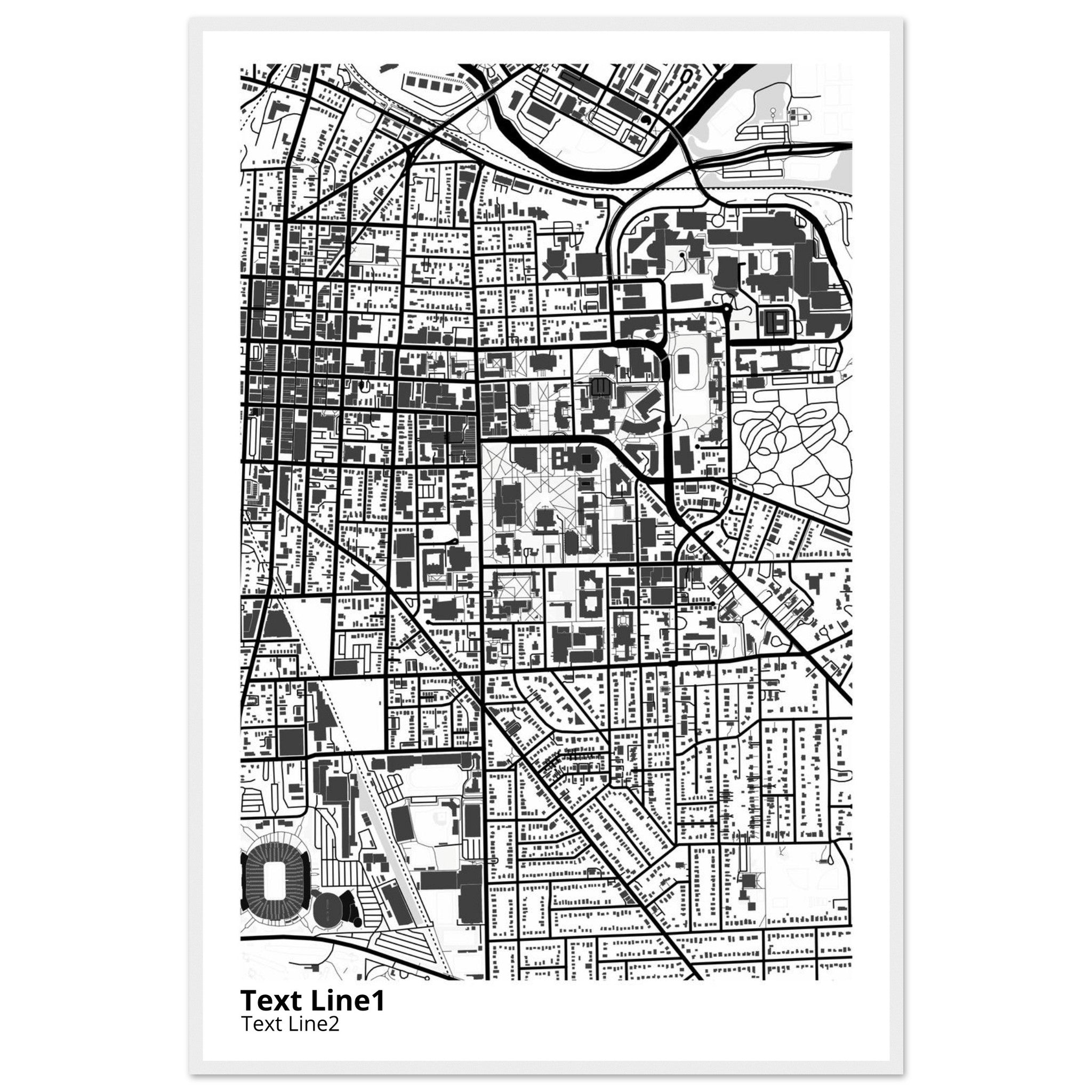 university of michigan ann arbor campus map poster
