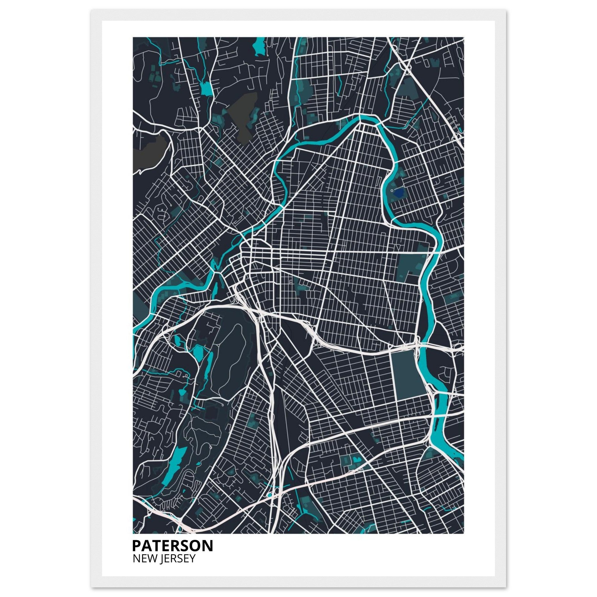 Paterson New Jersey City Map Poster | Custom Map Art Print - Ink And Atlas