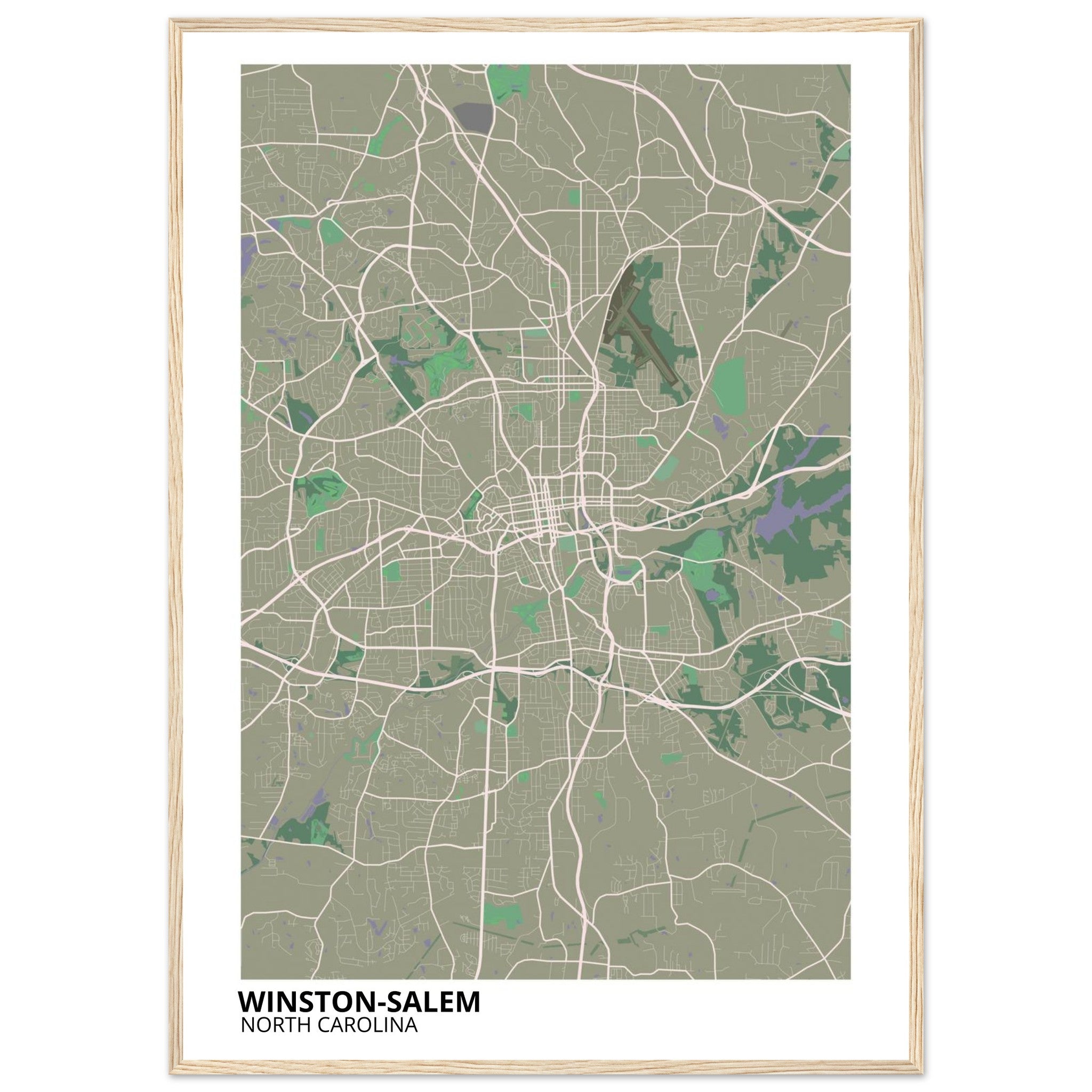 Winston - Salem North Carolina City Map Poster | Custom Map Art Print - Ink And Atlas