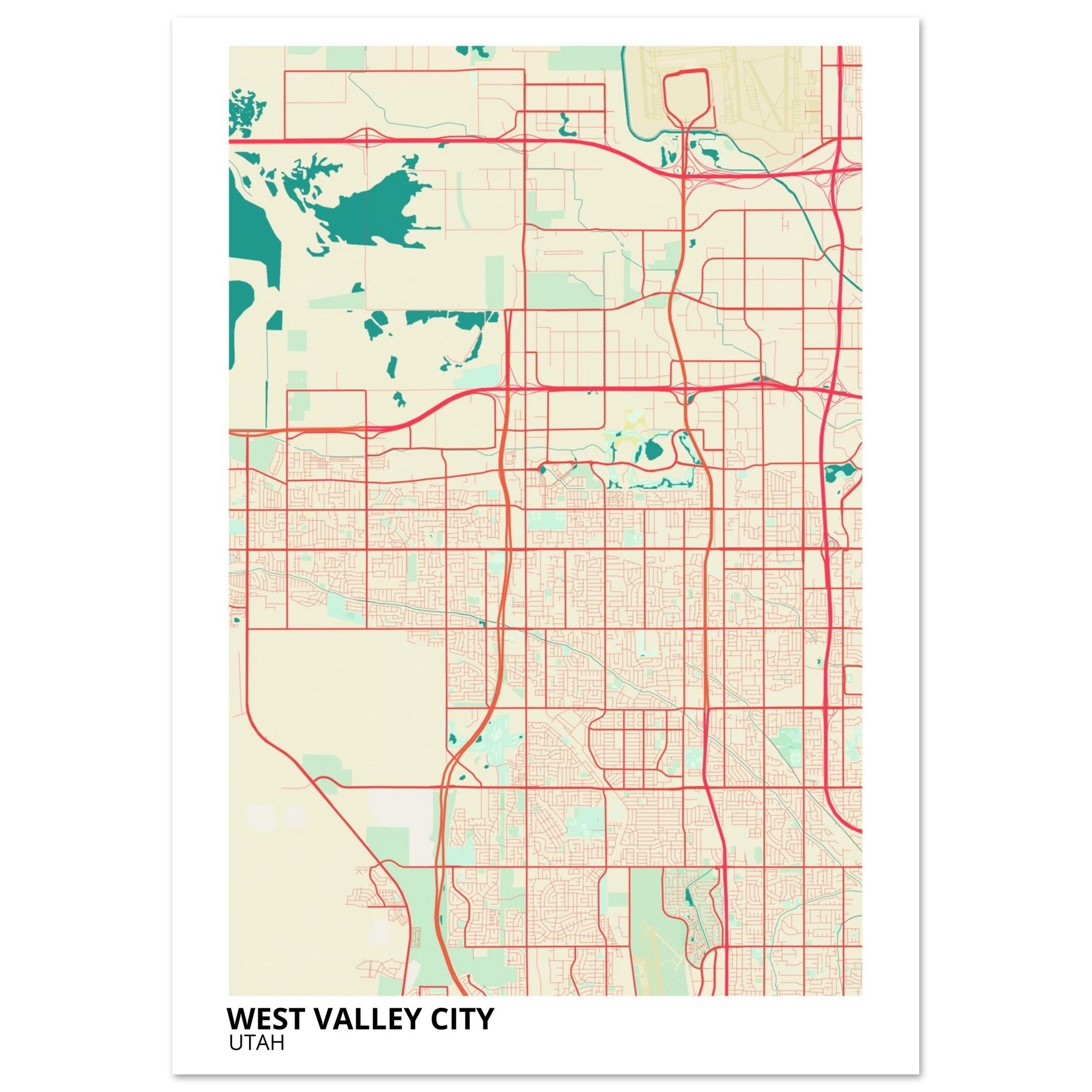 West Valley City Utah City Map Poster | Custom Map Art Print - Ink And Atlas