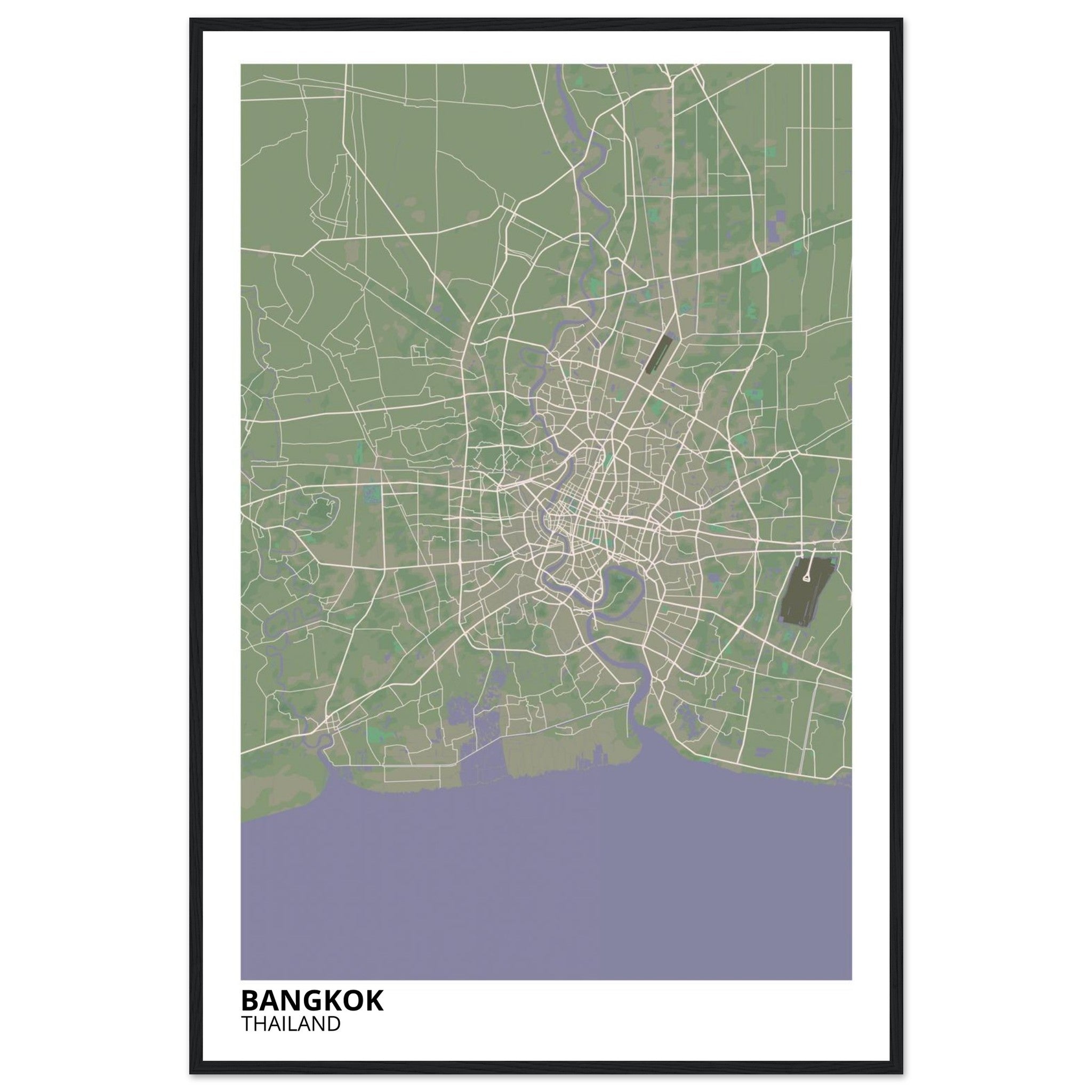 bangkok thailand map poster print