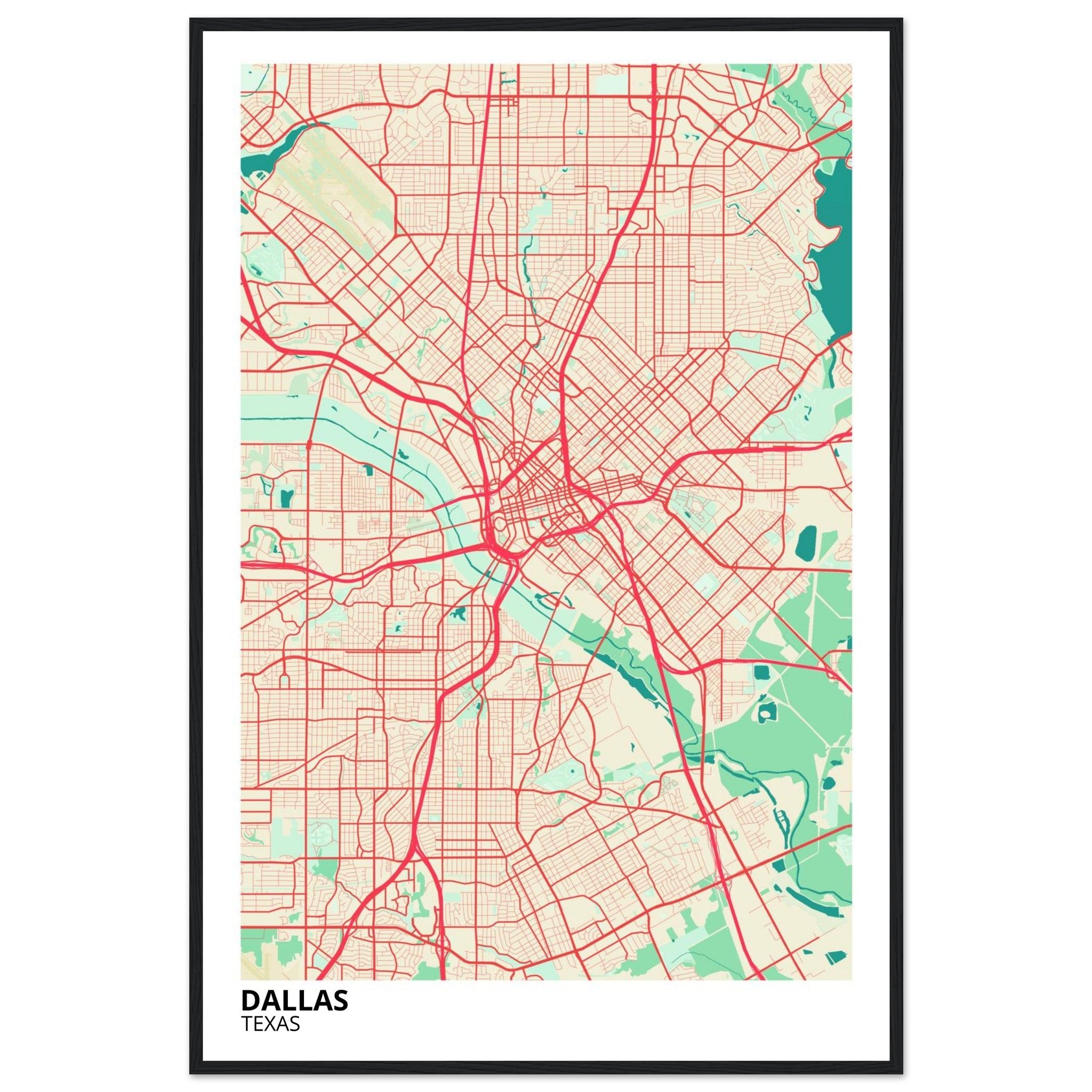 dallas map poster print