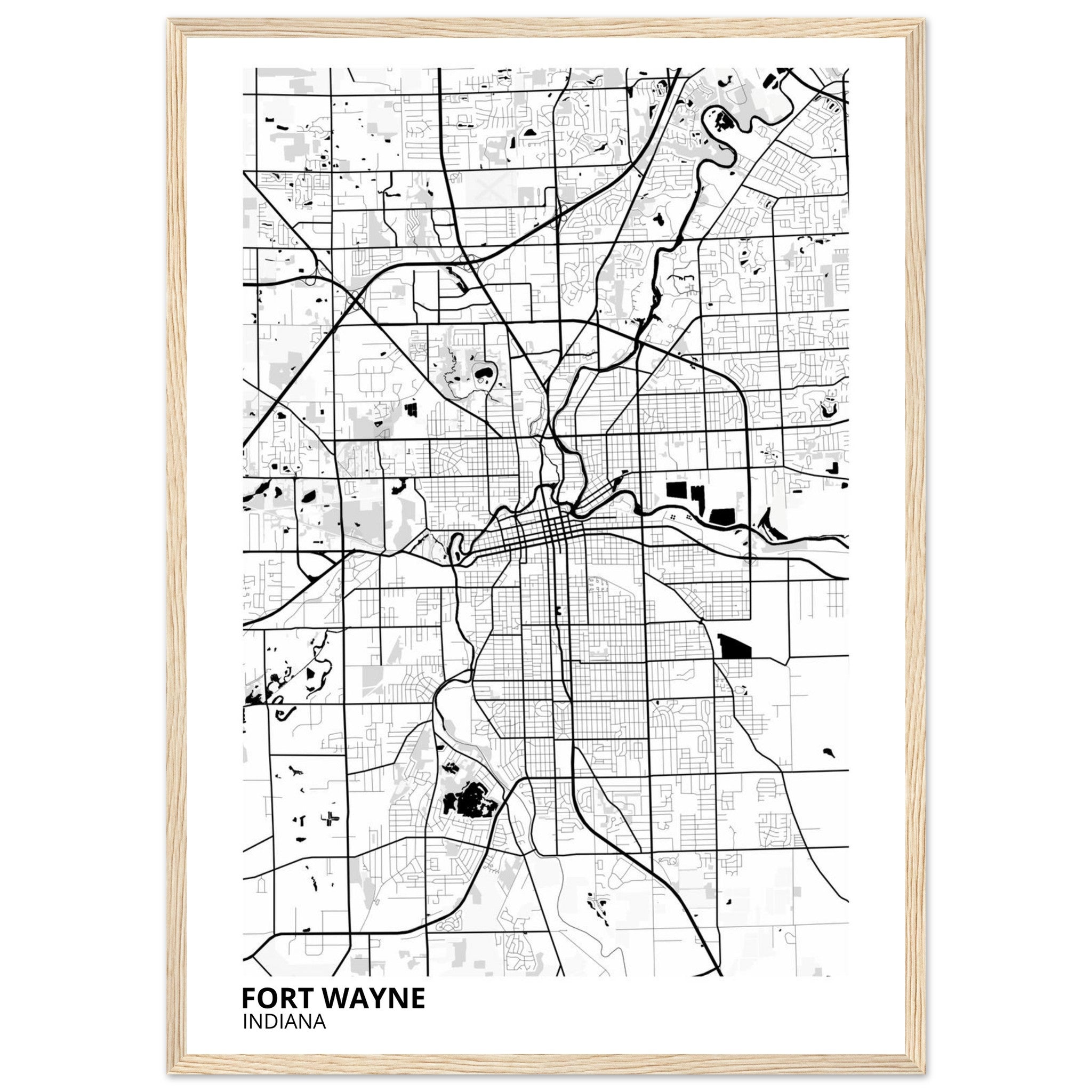 Fort Wayne Indiana City Map Poster | Custom Map Art Print - Ink And Atlas