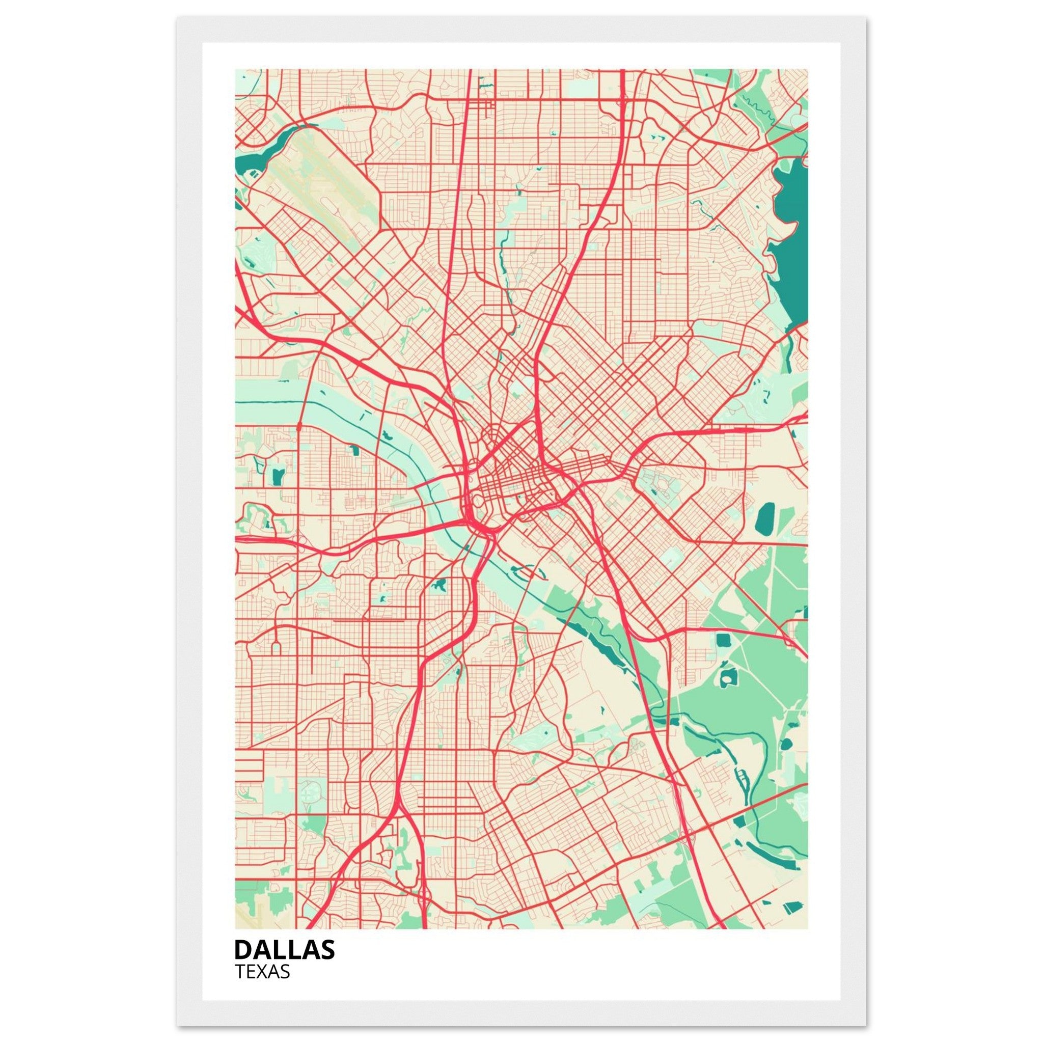 dallas map poster print