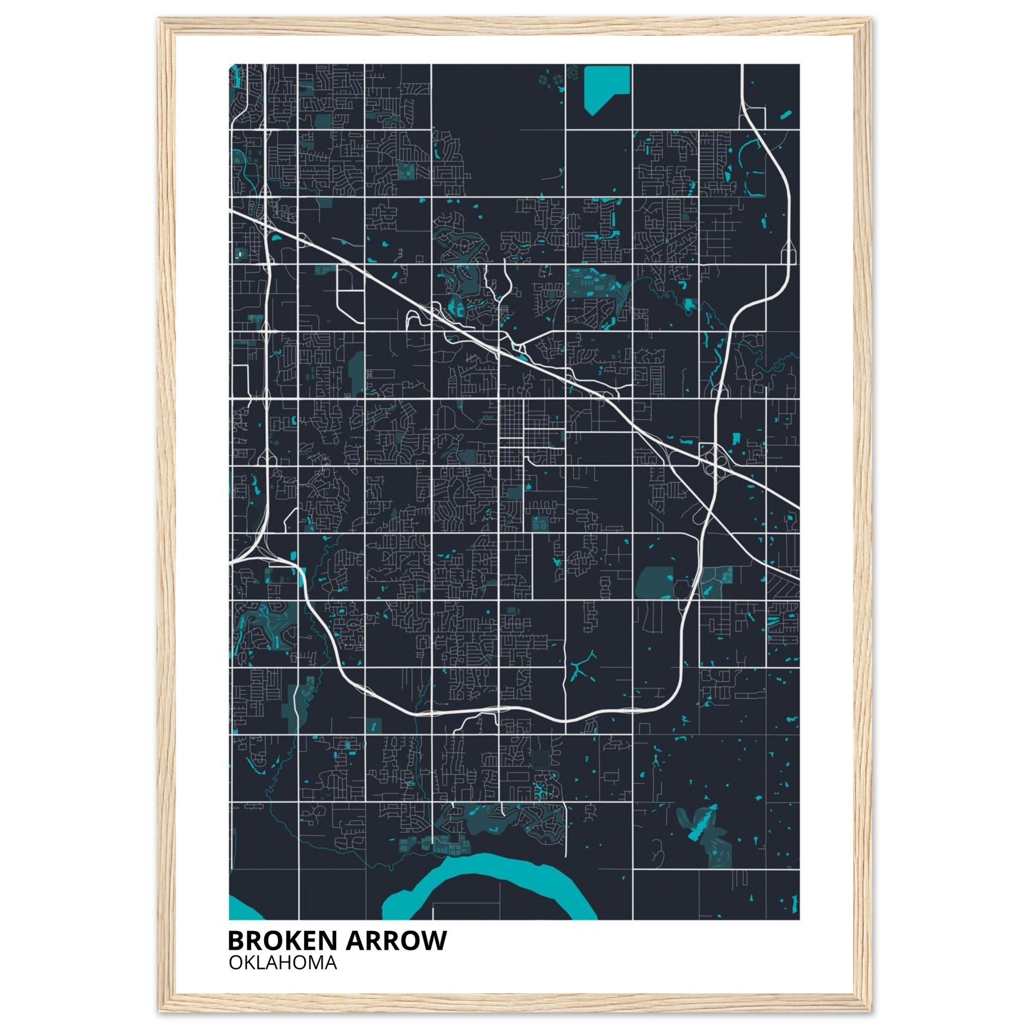 Broken Arrow Oklahoma City Map Poster | Custom Map Art Print - Ink And Atlas
