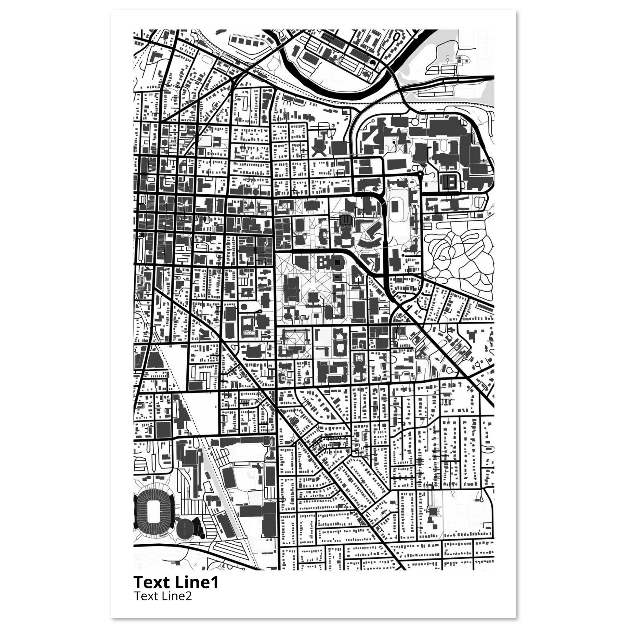 university of michigan ann arbor campus map poster