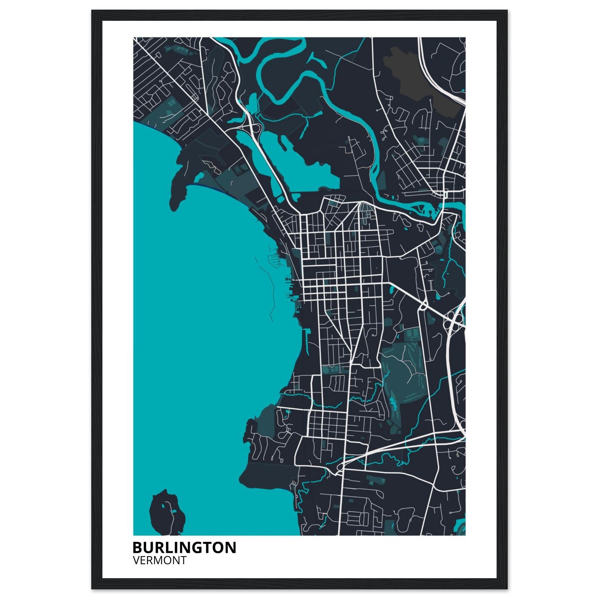 Burlington Vermont City Map Poster | Custom Map Art Print - Ink And Atlas