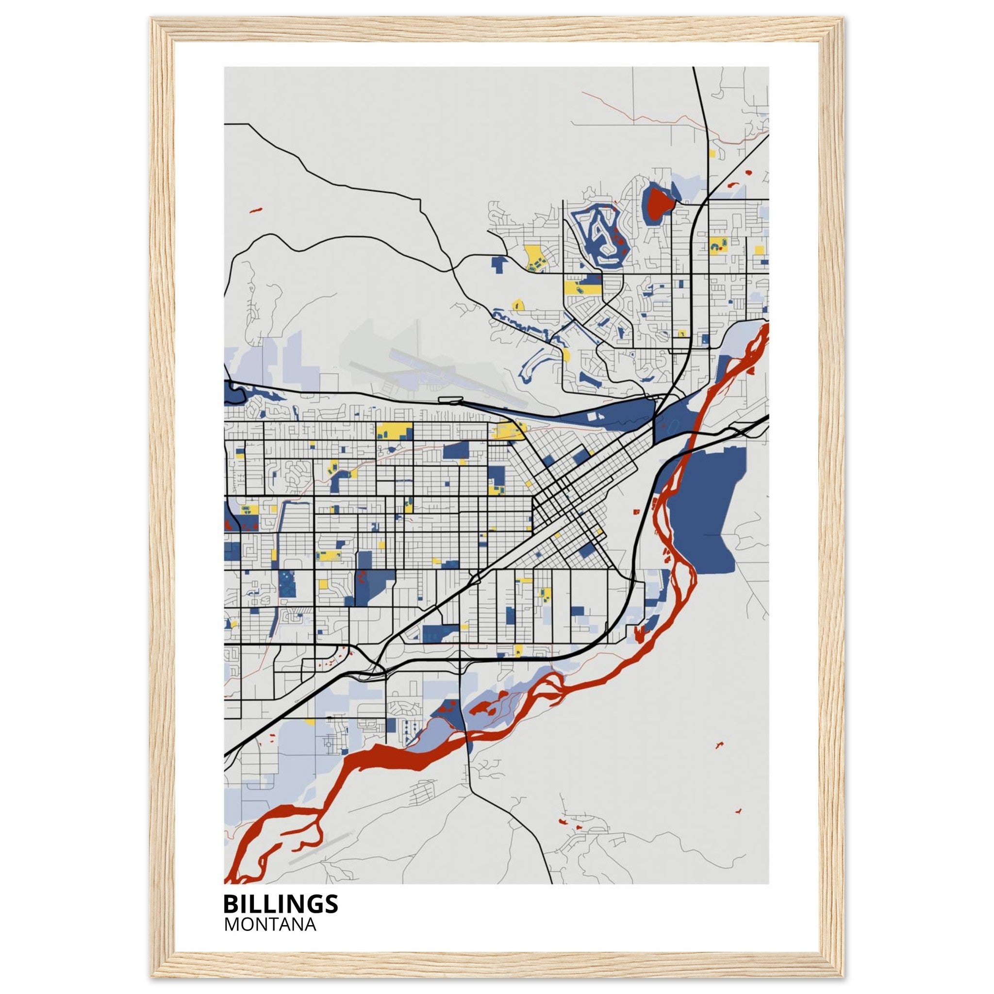 Billings Montana City Map Poster | Custom Map Art Print - Ink And Atlas