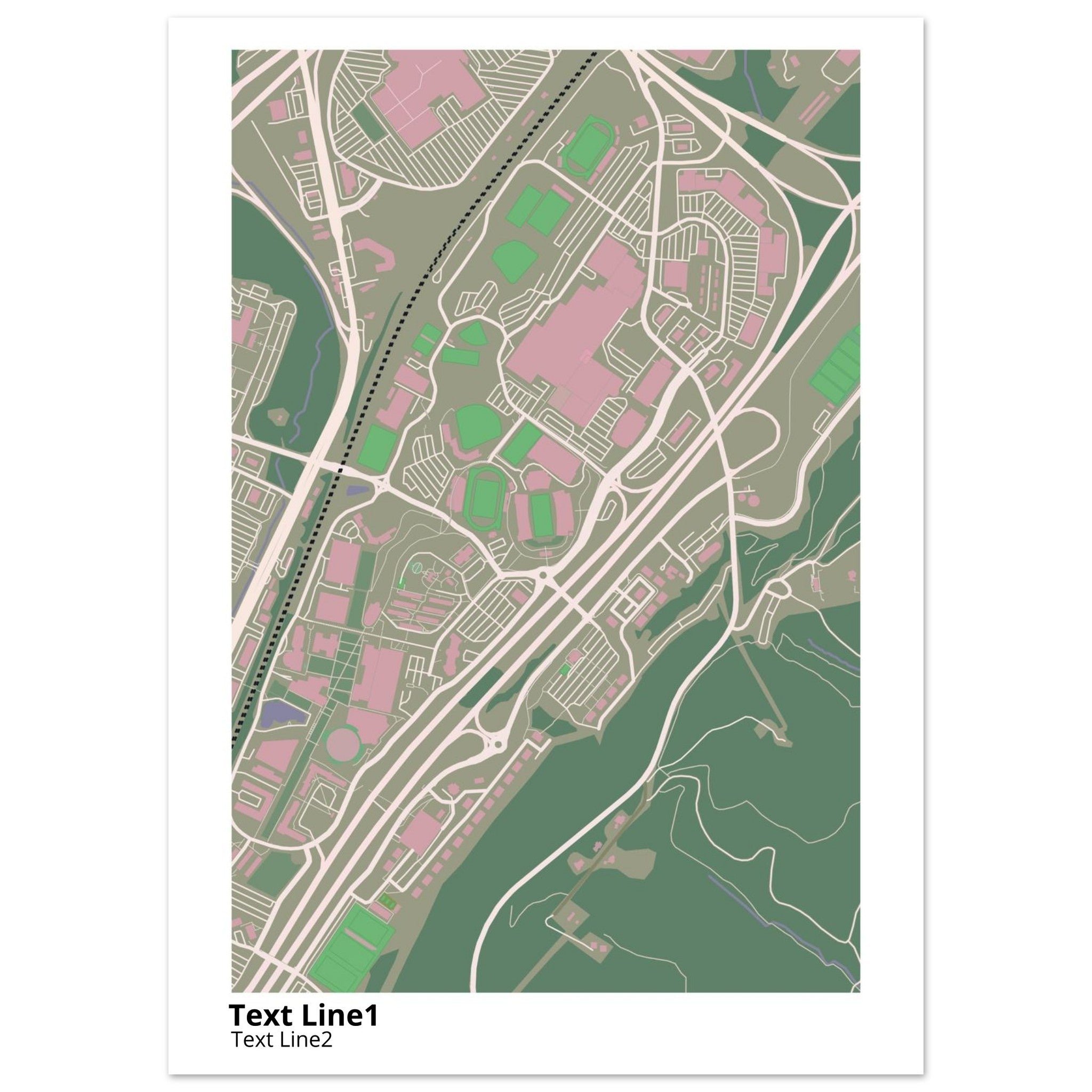 Liberty University Virginia Campus Map Poster | Graduation Gift - Ink And Atlas