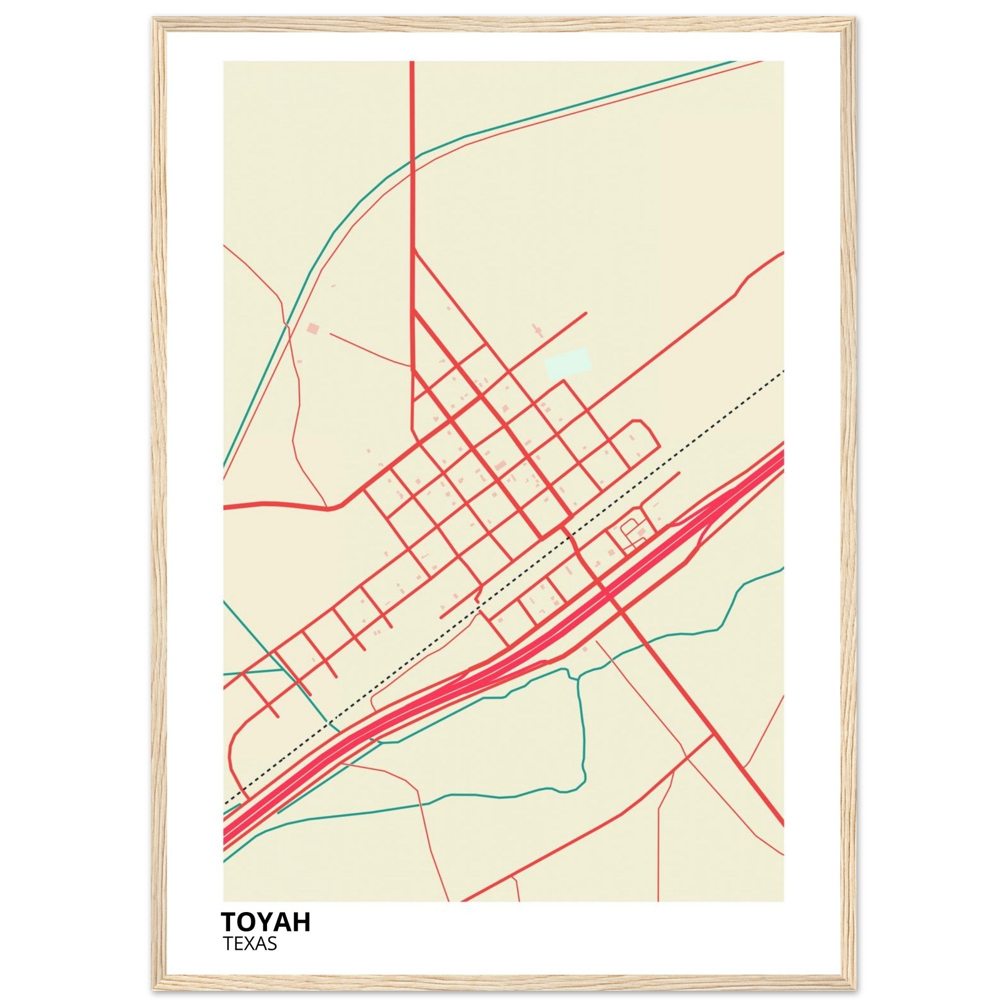 Toyah Texas City Map Poster | Custom Map Art Print - Ink And Atlas
