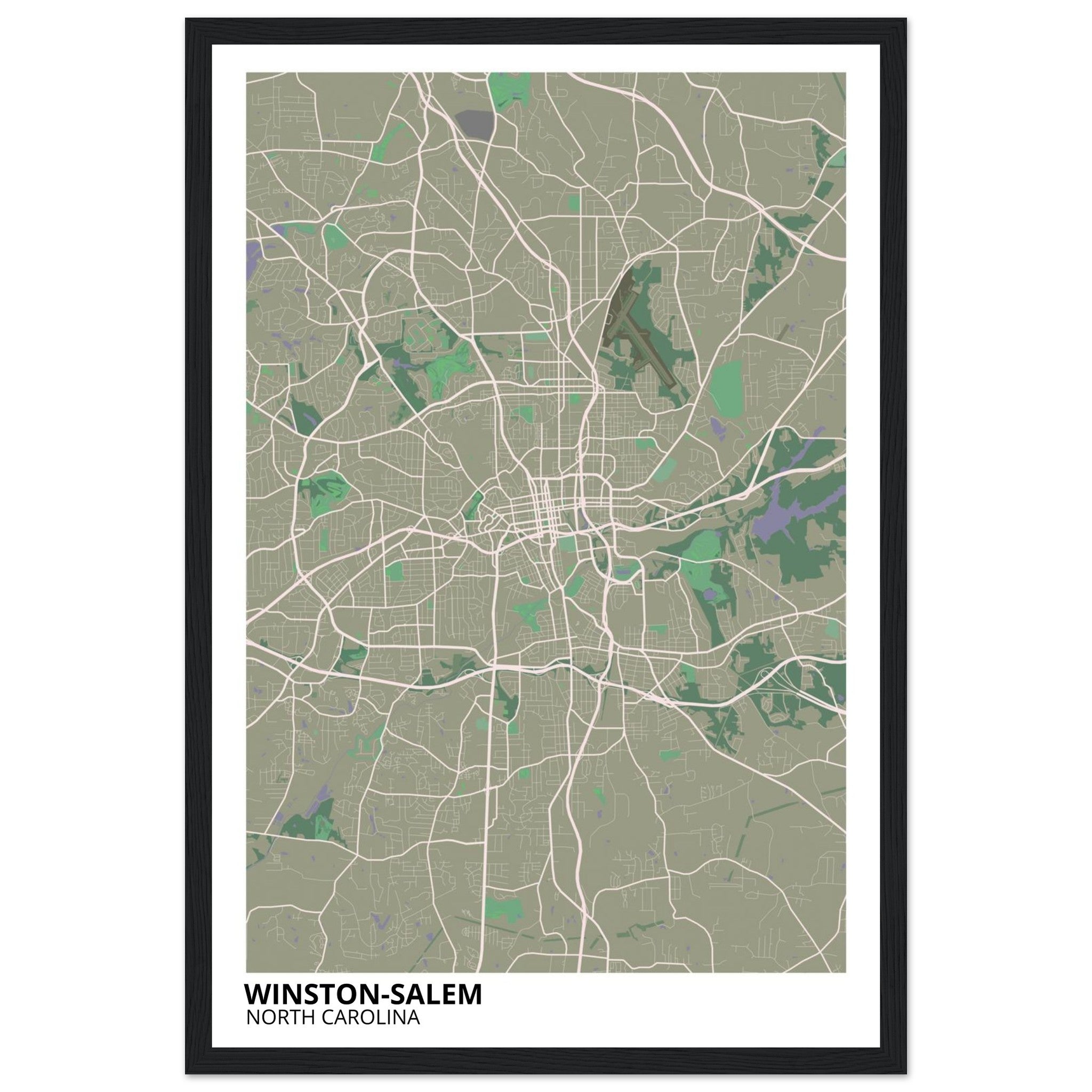 Winston - Salem North Carolina City Map Poster | Custom Map Art Print - Ink And Atlas