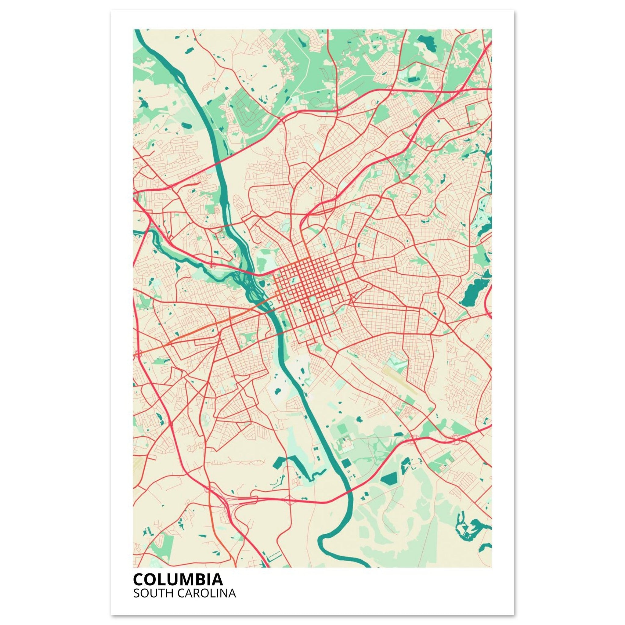 columbia map poster print