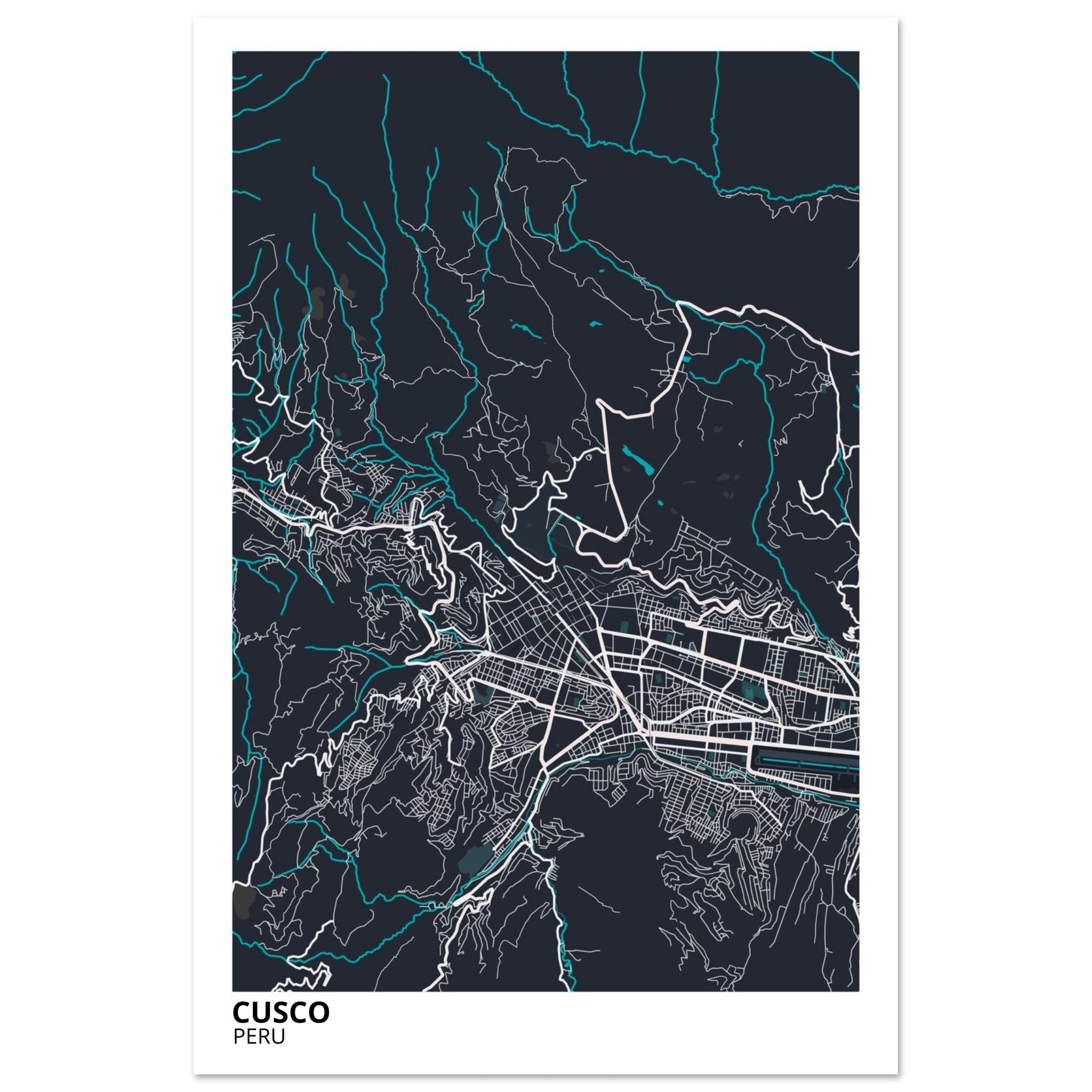 Cusco Peru City Map Poster | Custom Map Art Print - Ink And Atlas