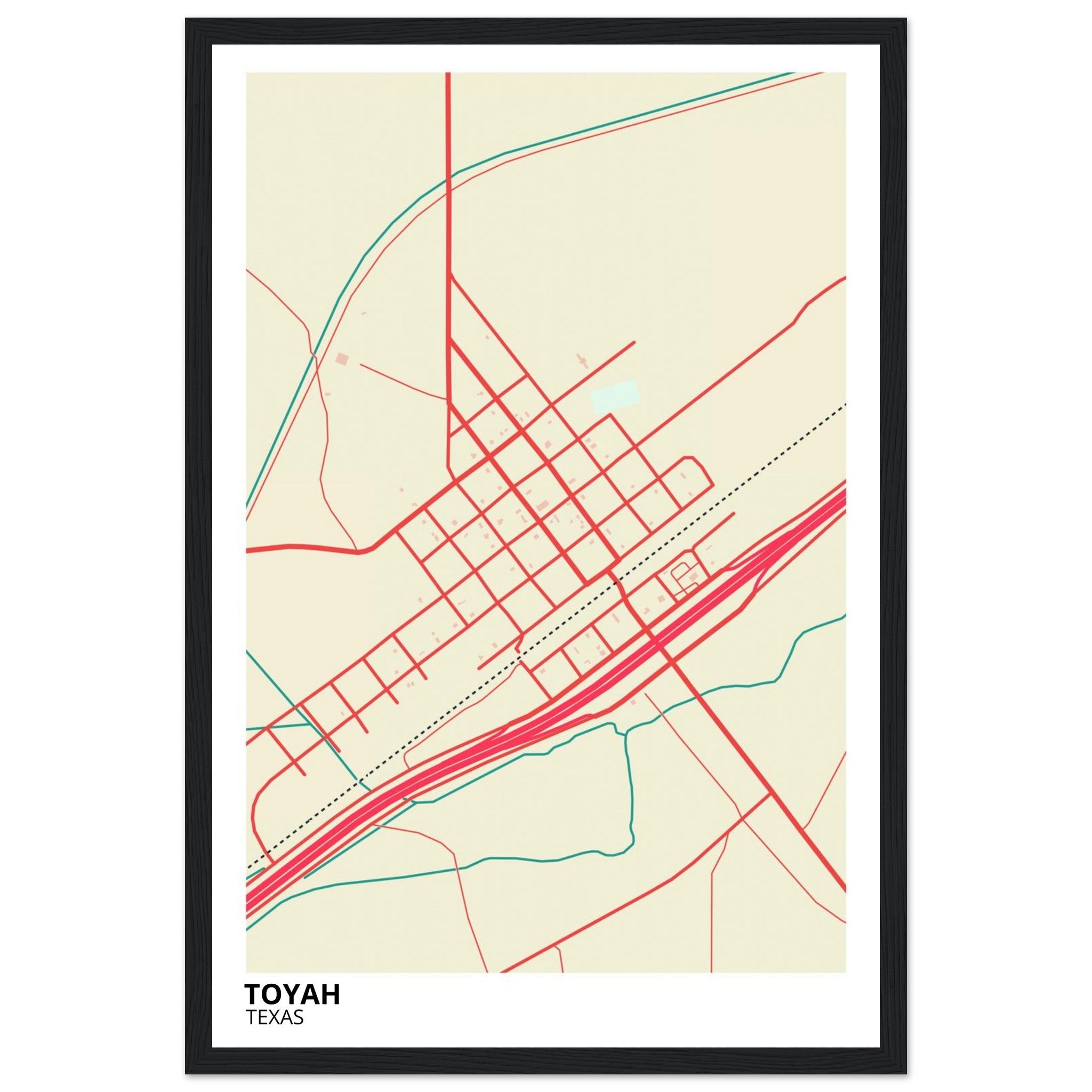 Toyah Texas City Map Poster | Custom Map Art Print - Ink And Atlas
