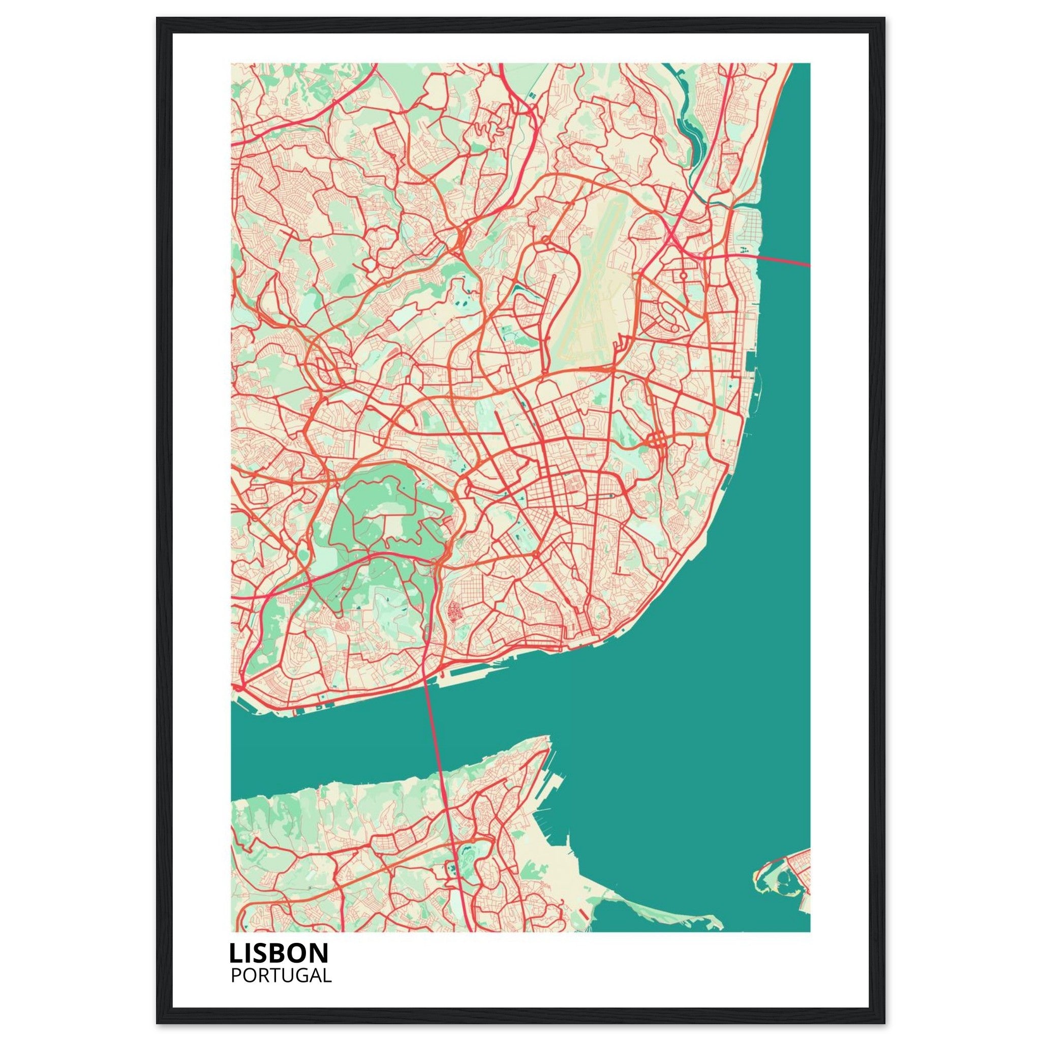 Lisbon Portugal City Map Poster | Custom Map Art Print - Ink And Atlas