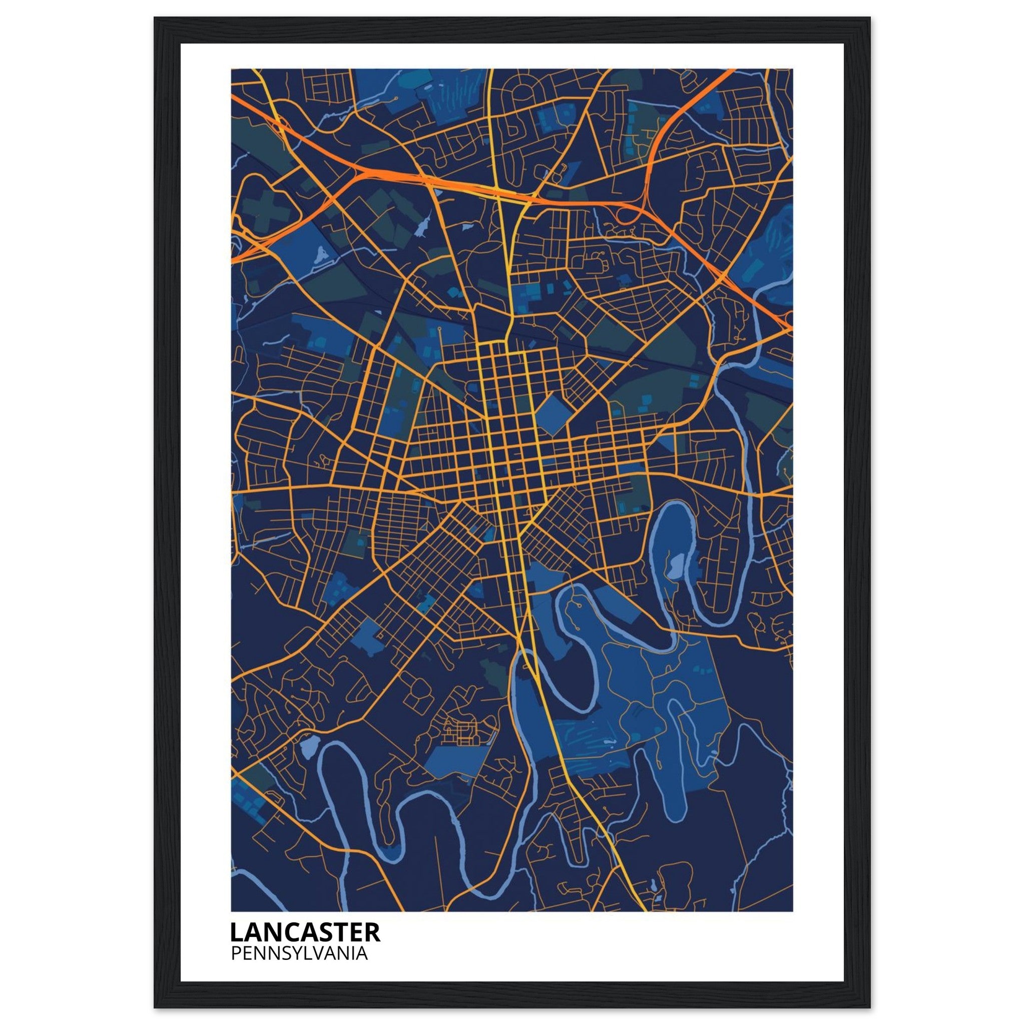 Lancaster Pennsylvania City Map Poster | Custom Map Art Print - Ink And Atlas