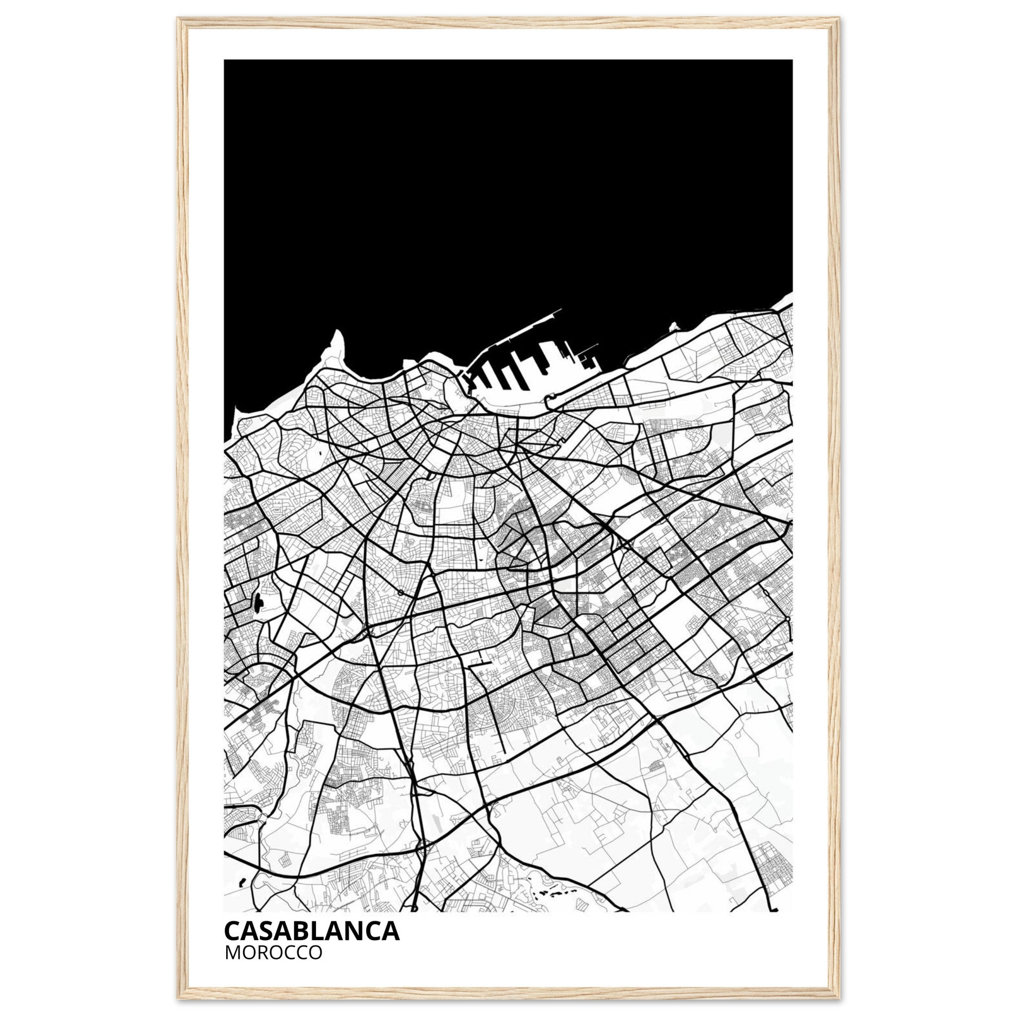 Casablanca Morocco City Map Poster | Custom Map Art Print - Ink And Atlas