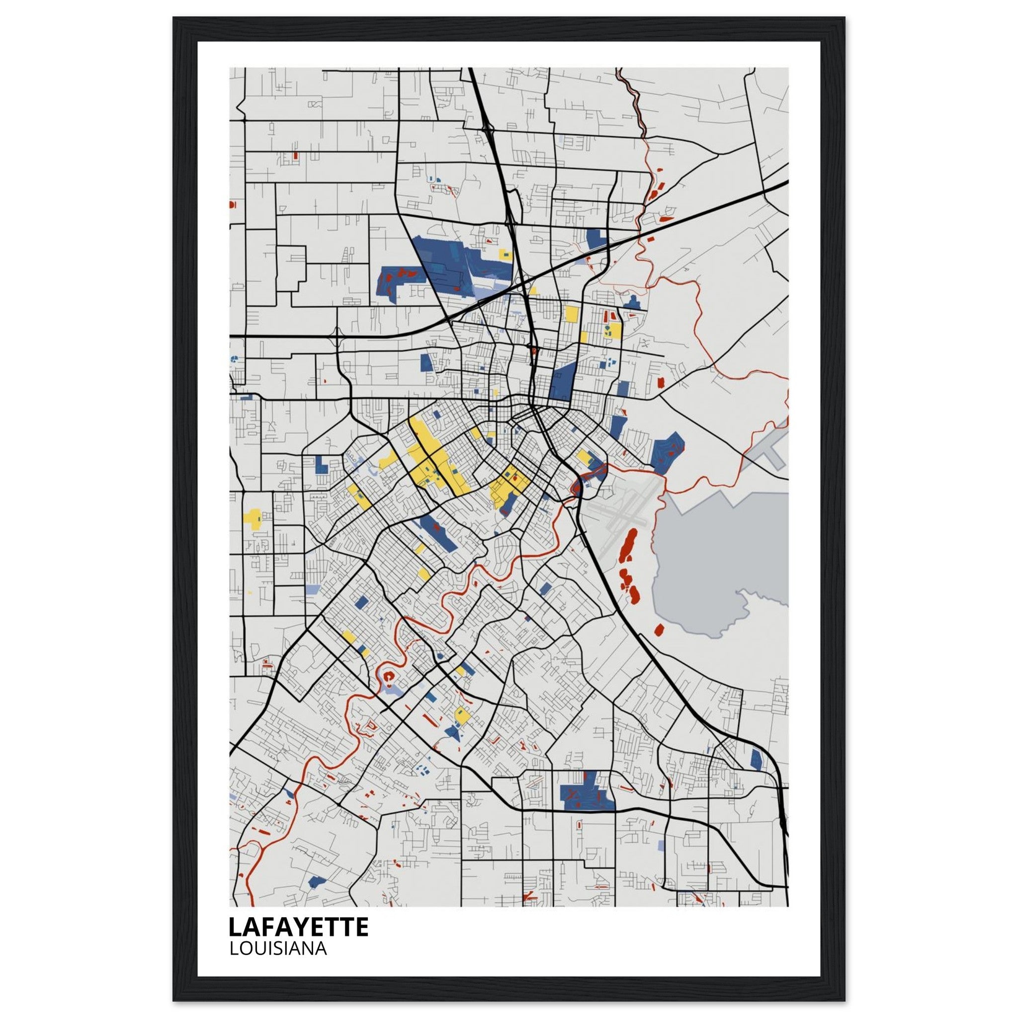 Lafayette Louisiana City Map Poster | Custom Map Art Print - Ink And Atlas