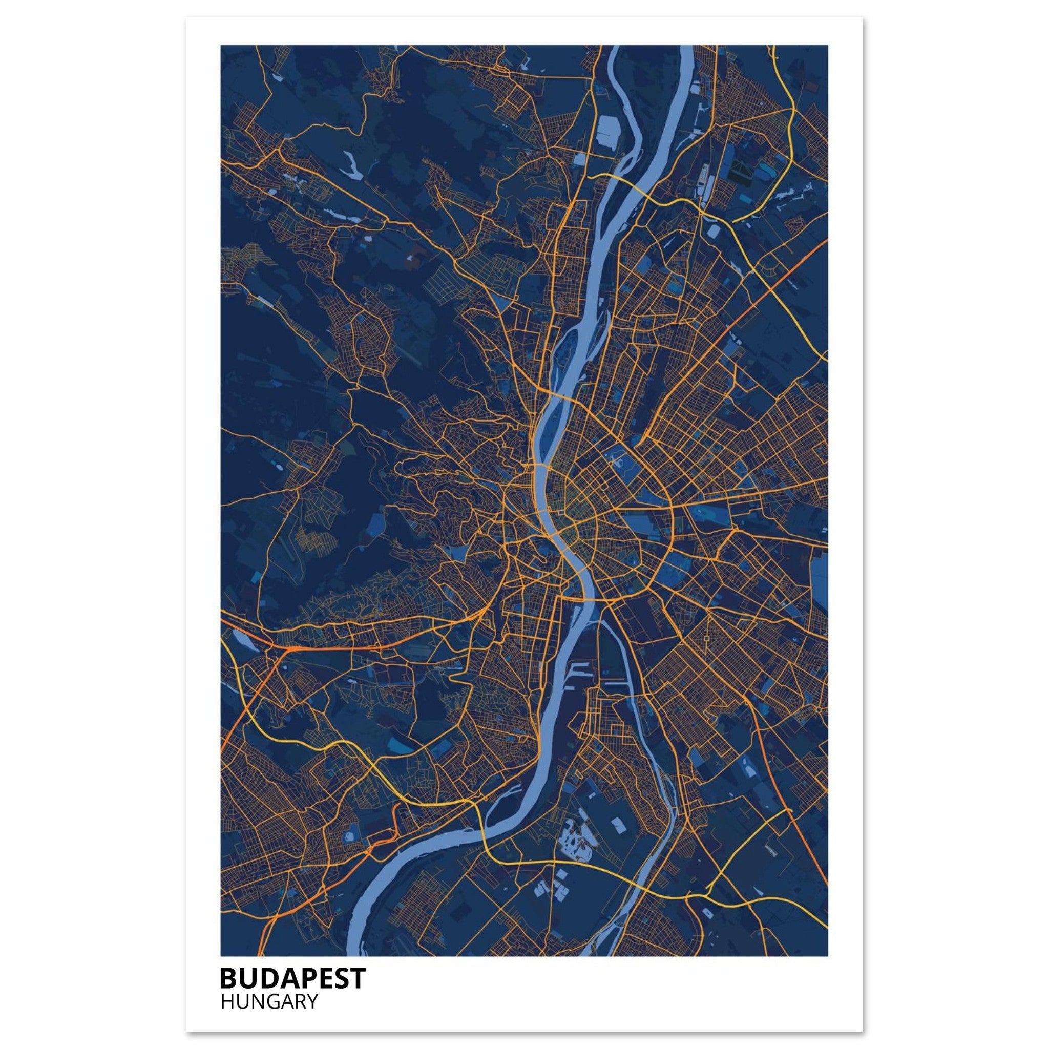 Budapest Hungary City Map Poster | Custom Map Art Print - Ink And Atlas