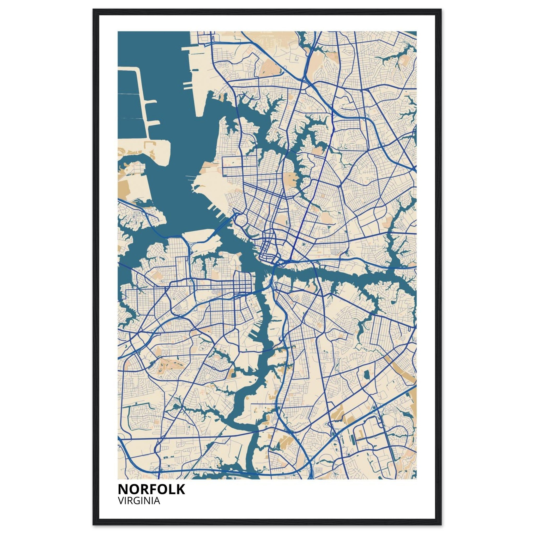 Norfolk Virginia City Map Poster | Custom Map Art Print - Ink And Atlas