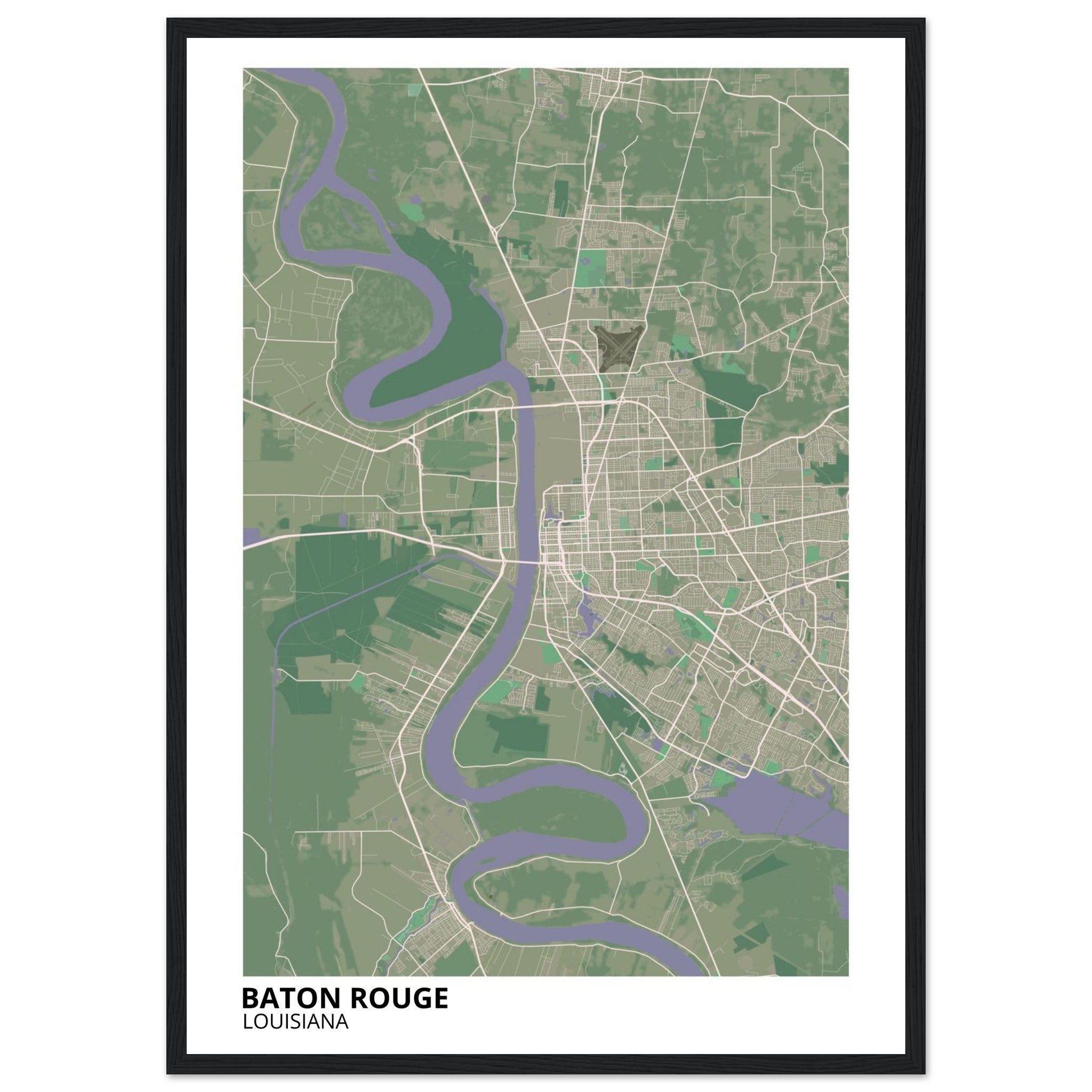 baton rouge map poster print