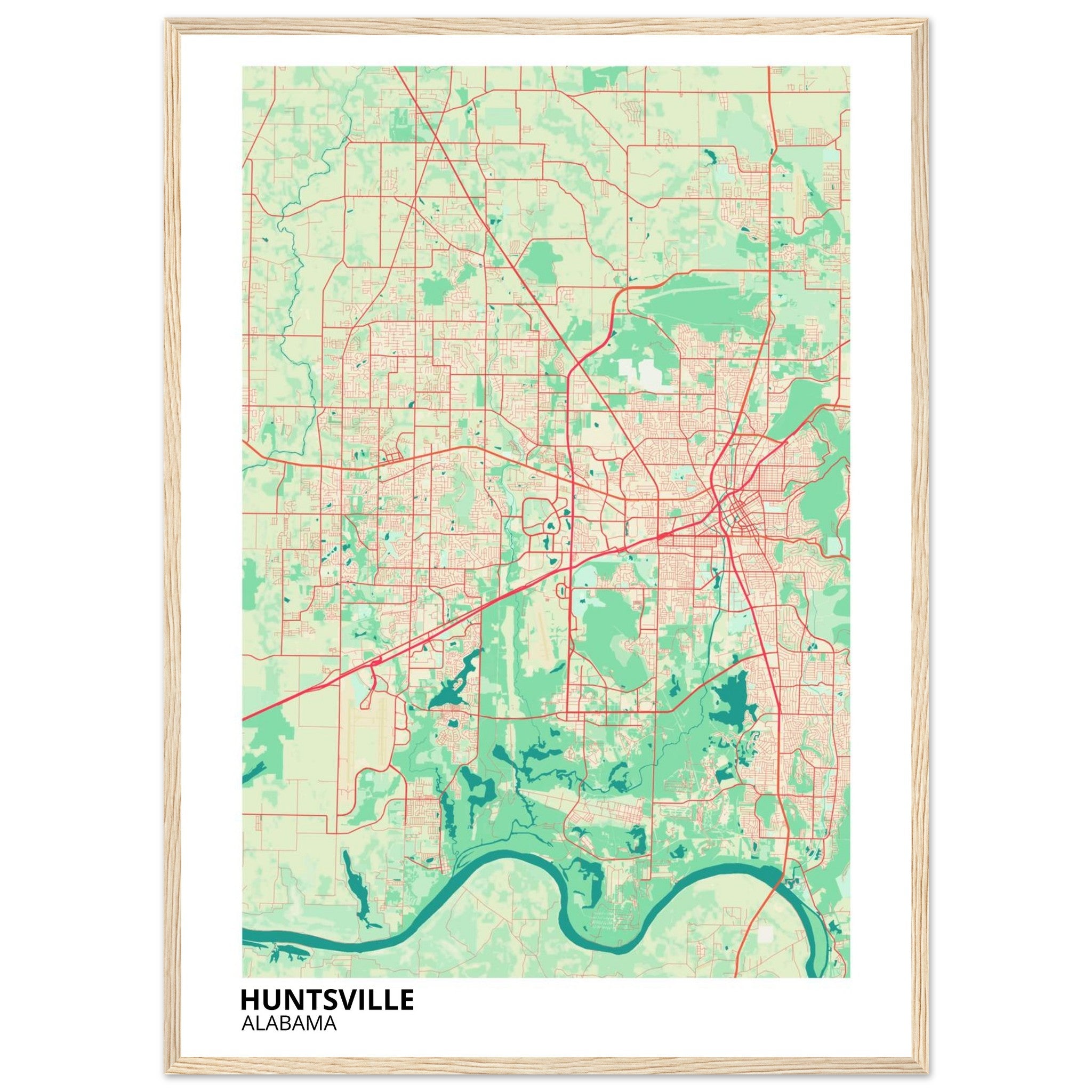 Huntsville Alabama City Map Poster | Custom Map Art Print - Ink And Atlas