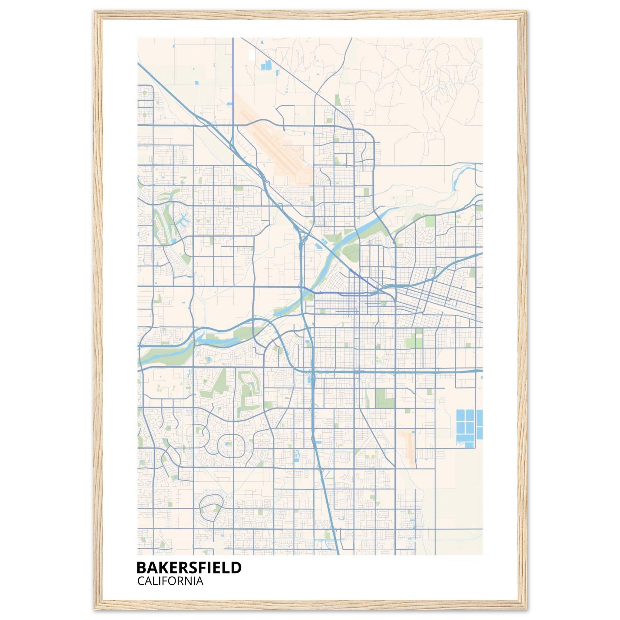 bakersfield map poster print
