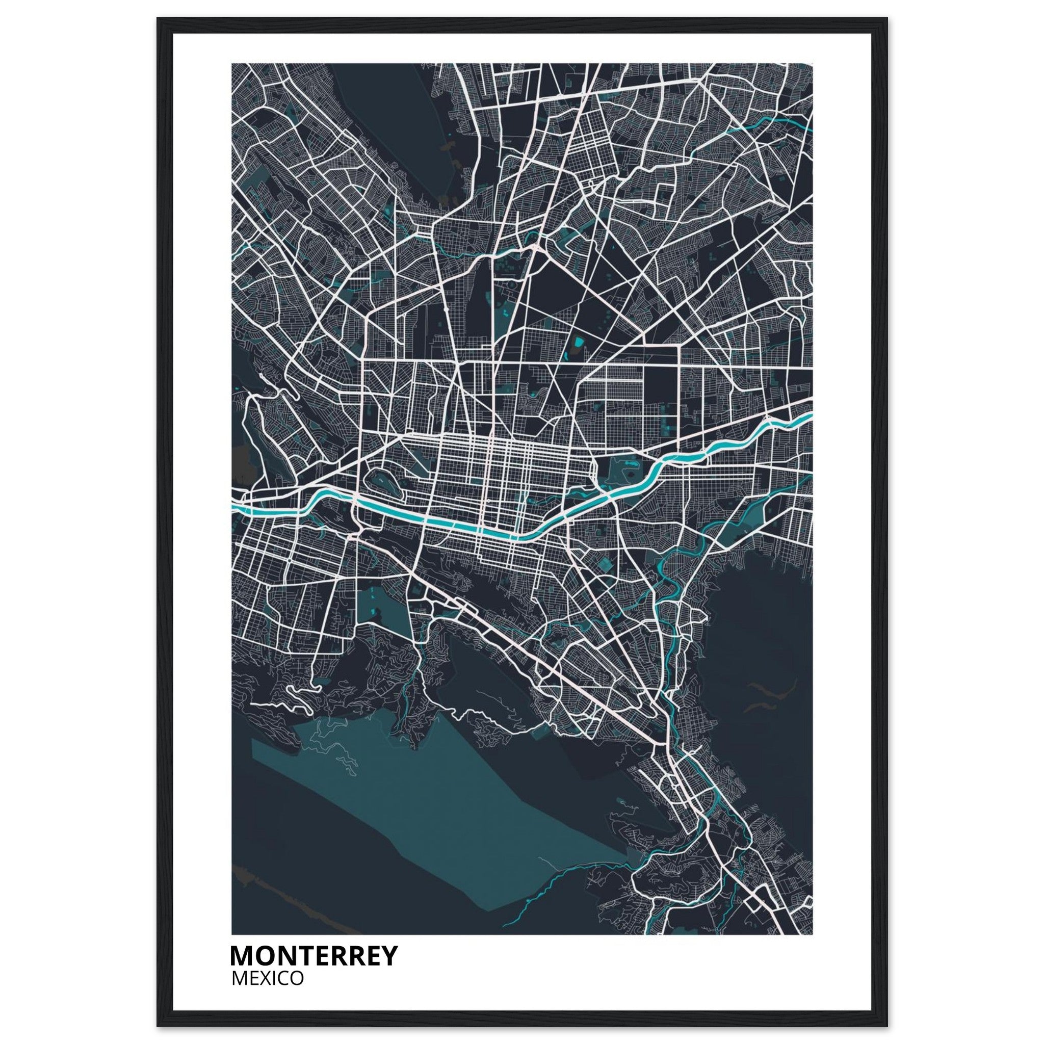 Monterrey Mexico City Map Poster | Custom Map Art Print - Ink And Atlas