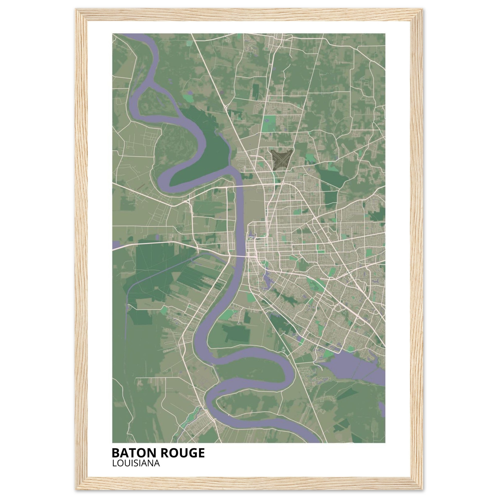 baton rouge map poster print