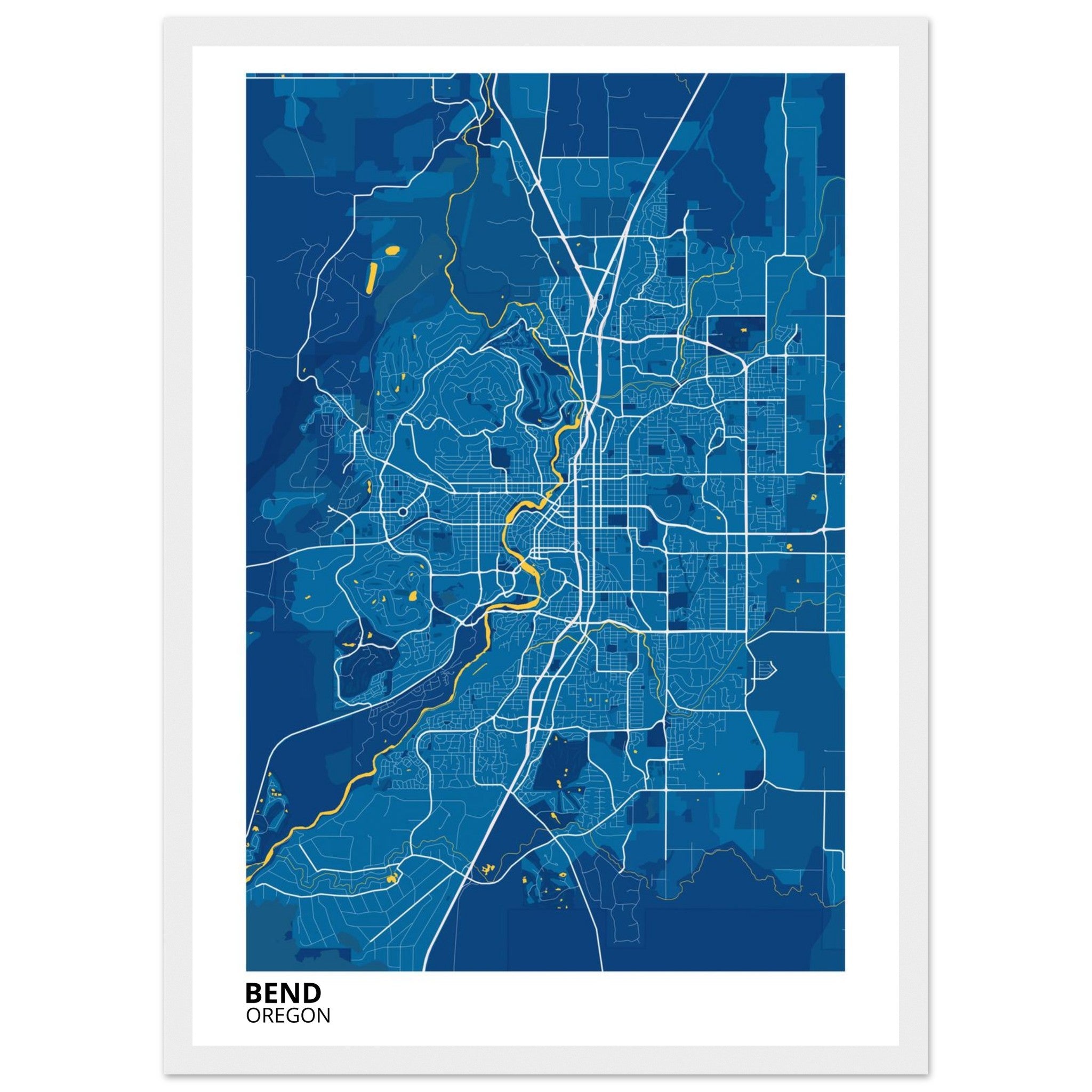 Bend Oregon City Map Poster | Custom Map Art Print - Ink And Atlas
