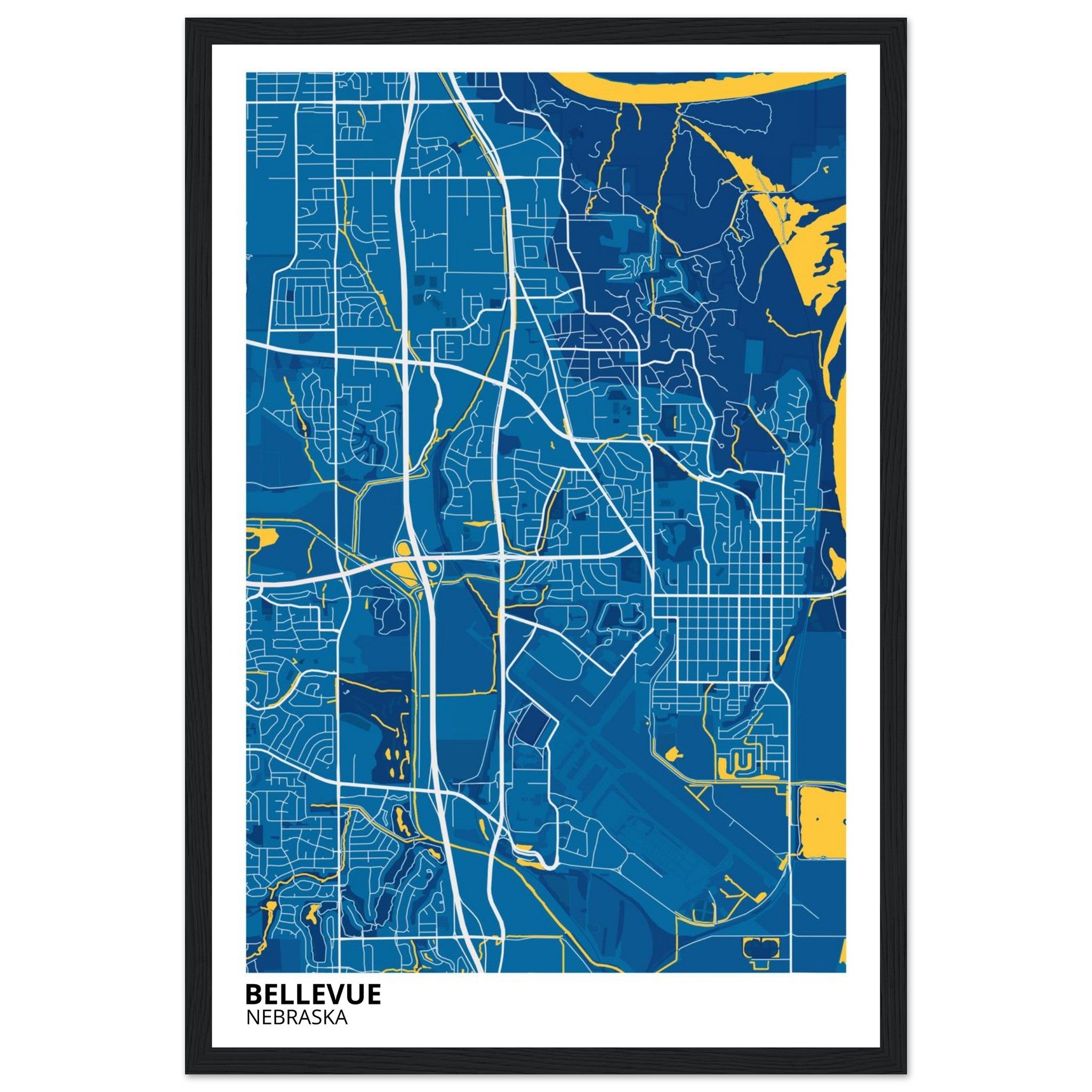 Bellevue Nebraska City Map Poster | Custom Map Art Print - Ink And Atlas