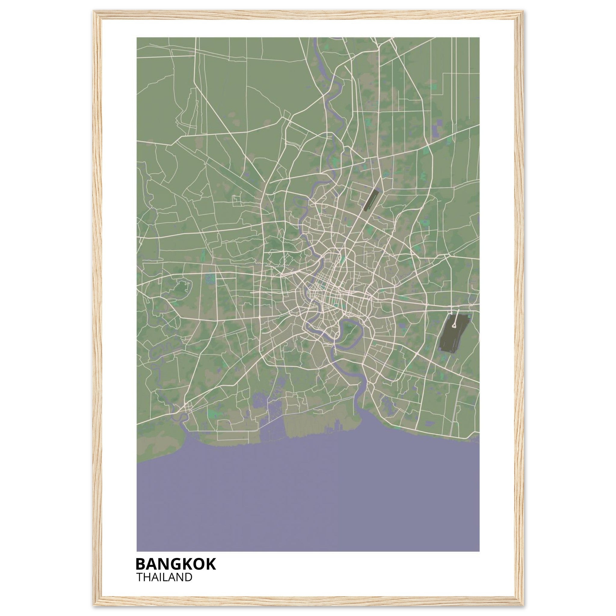 bangkok thailand map poster print