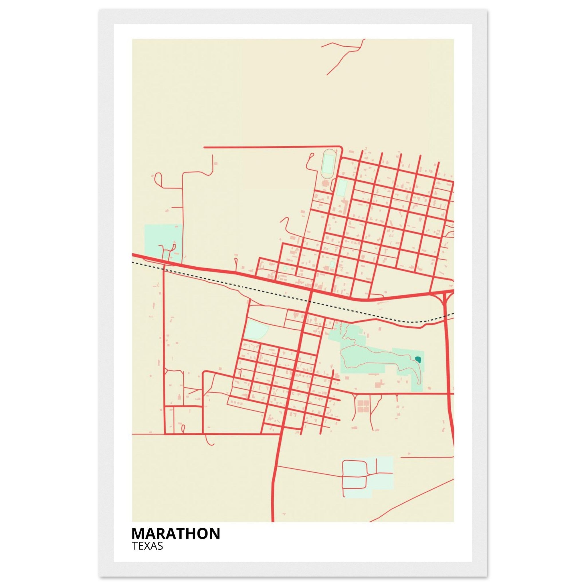 Marathon Texas City Map Poster | Custom Map Art Print - Ink And Atlas