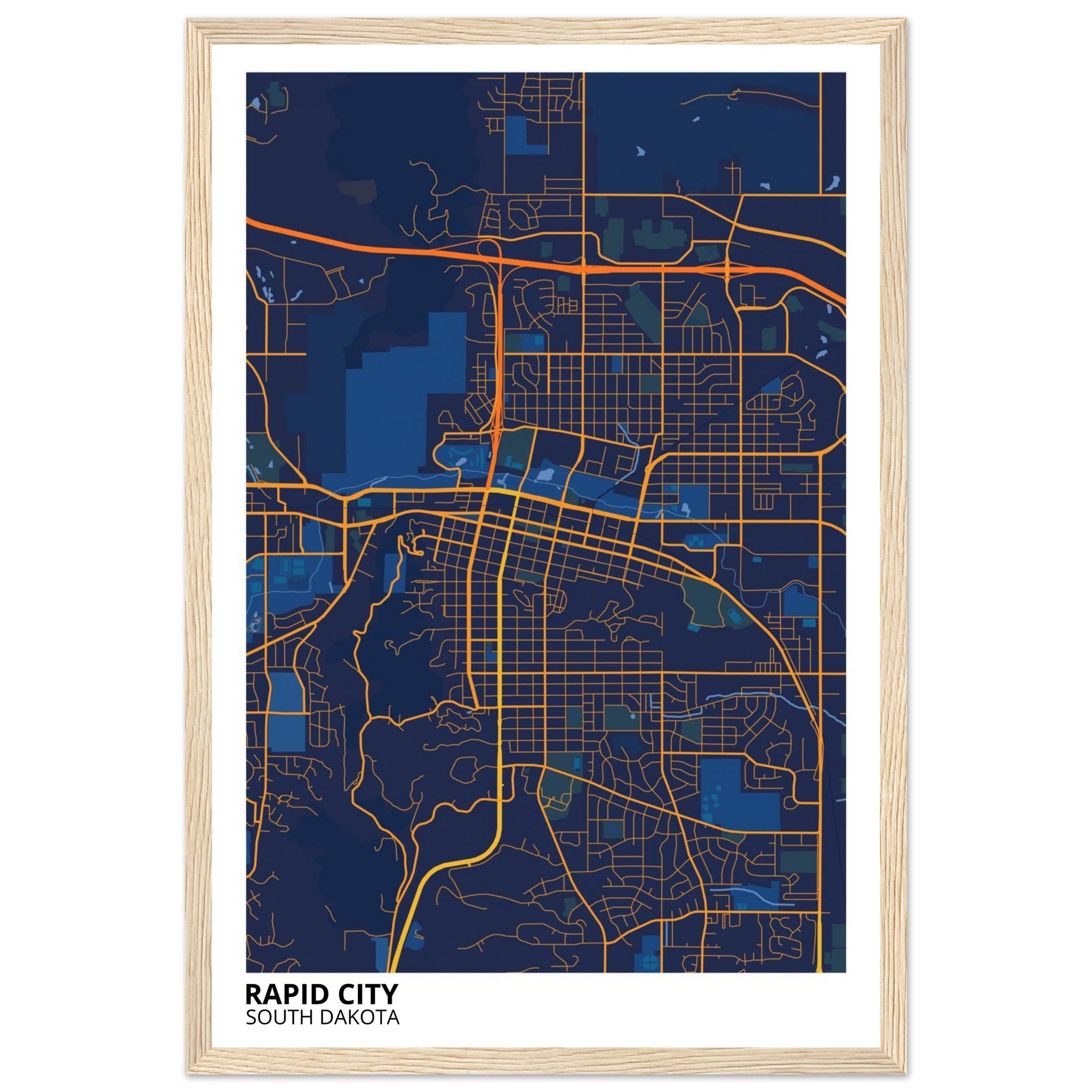 Rapid City South Dakota City Map Poster | Custom Map Art Print - Ink And Atlas