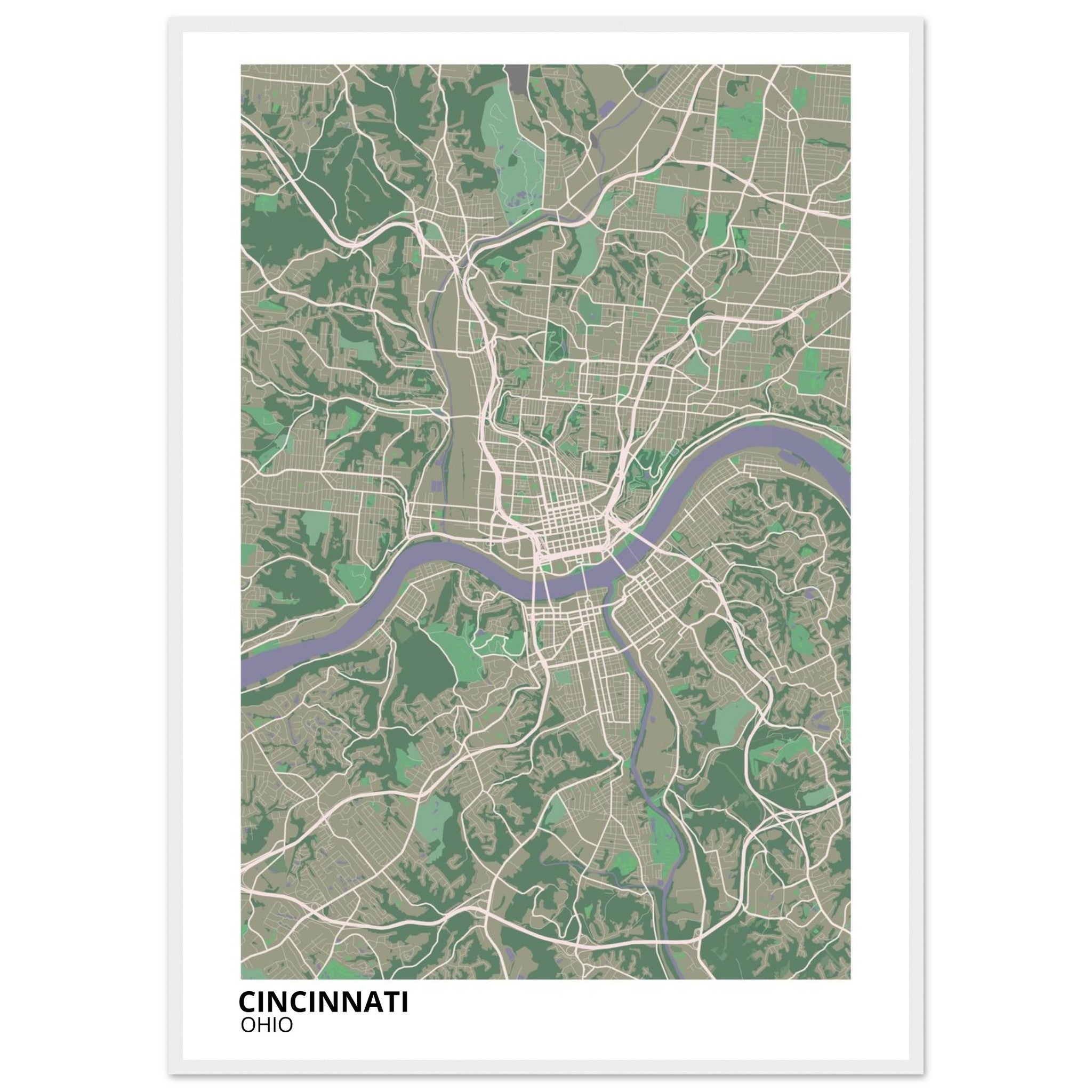 cincinnati map poster print