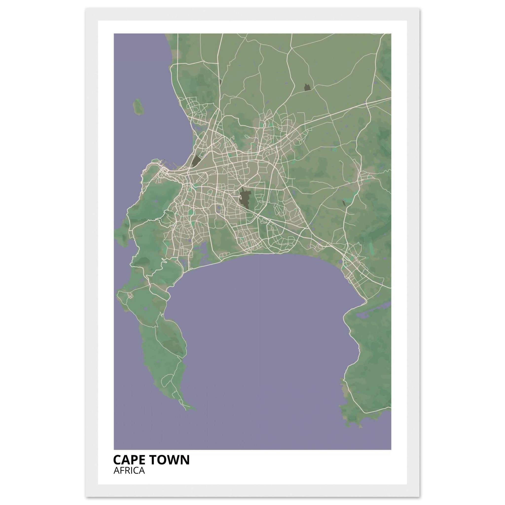 Cape Town South Africa City Map Poster | Custom Map Art Print - Ink And Atlas