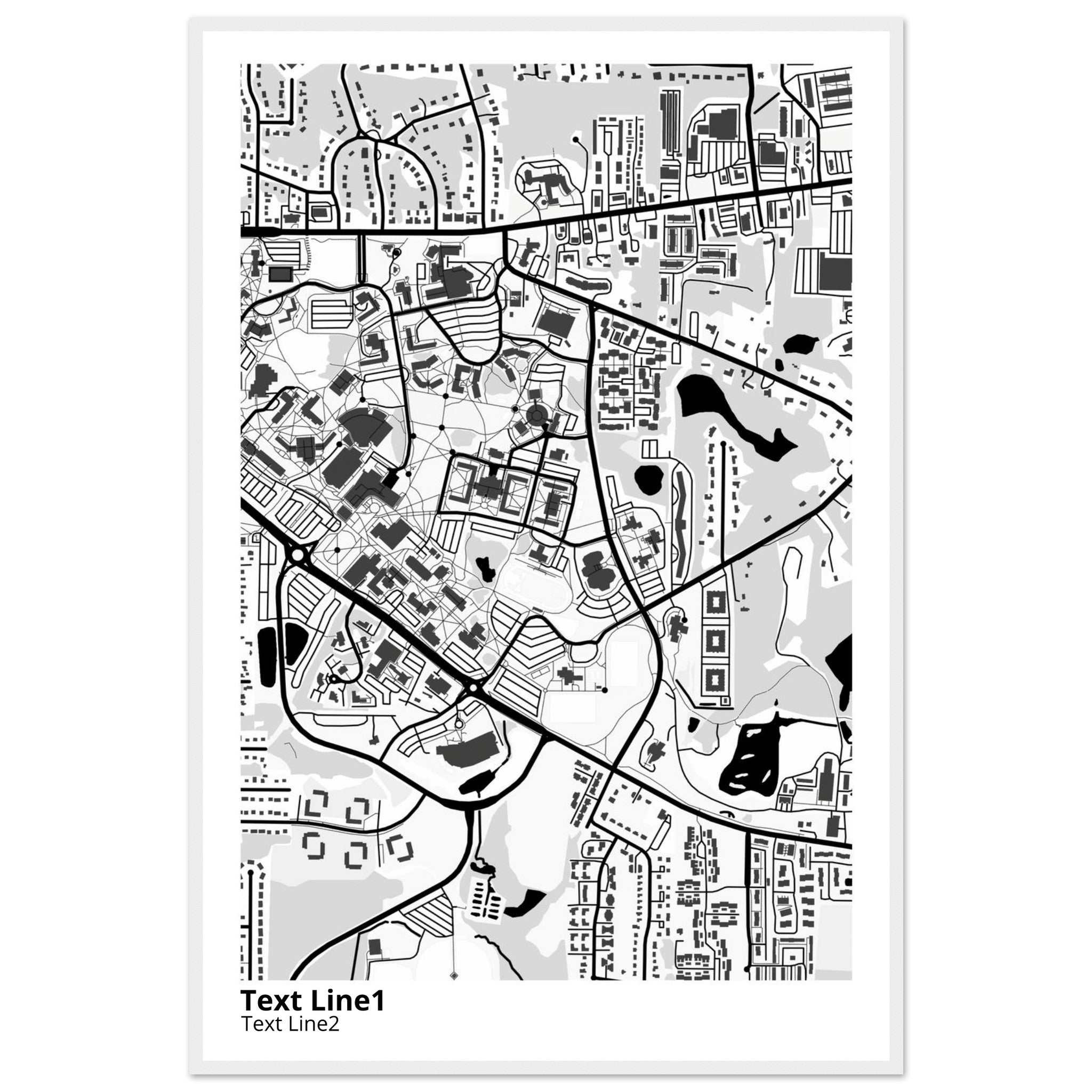 Kent State University at Kent Ohio Campus Map Poster | Graduation Gift - Ink And Atlas