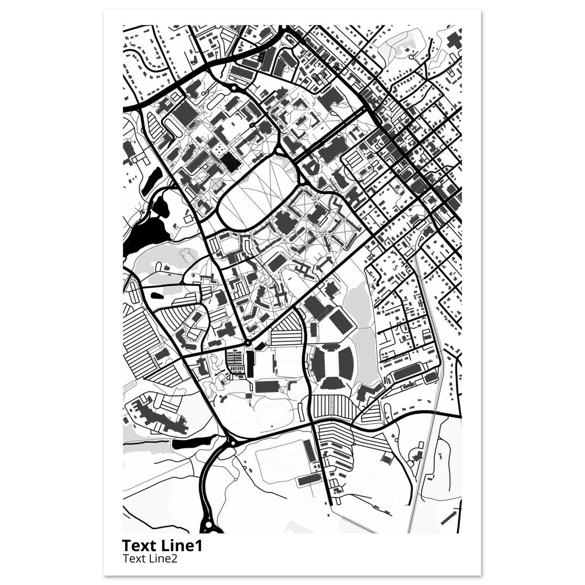 Virginia Tech Campus Map Poster | Graduation Gift - Ink And Atlas