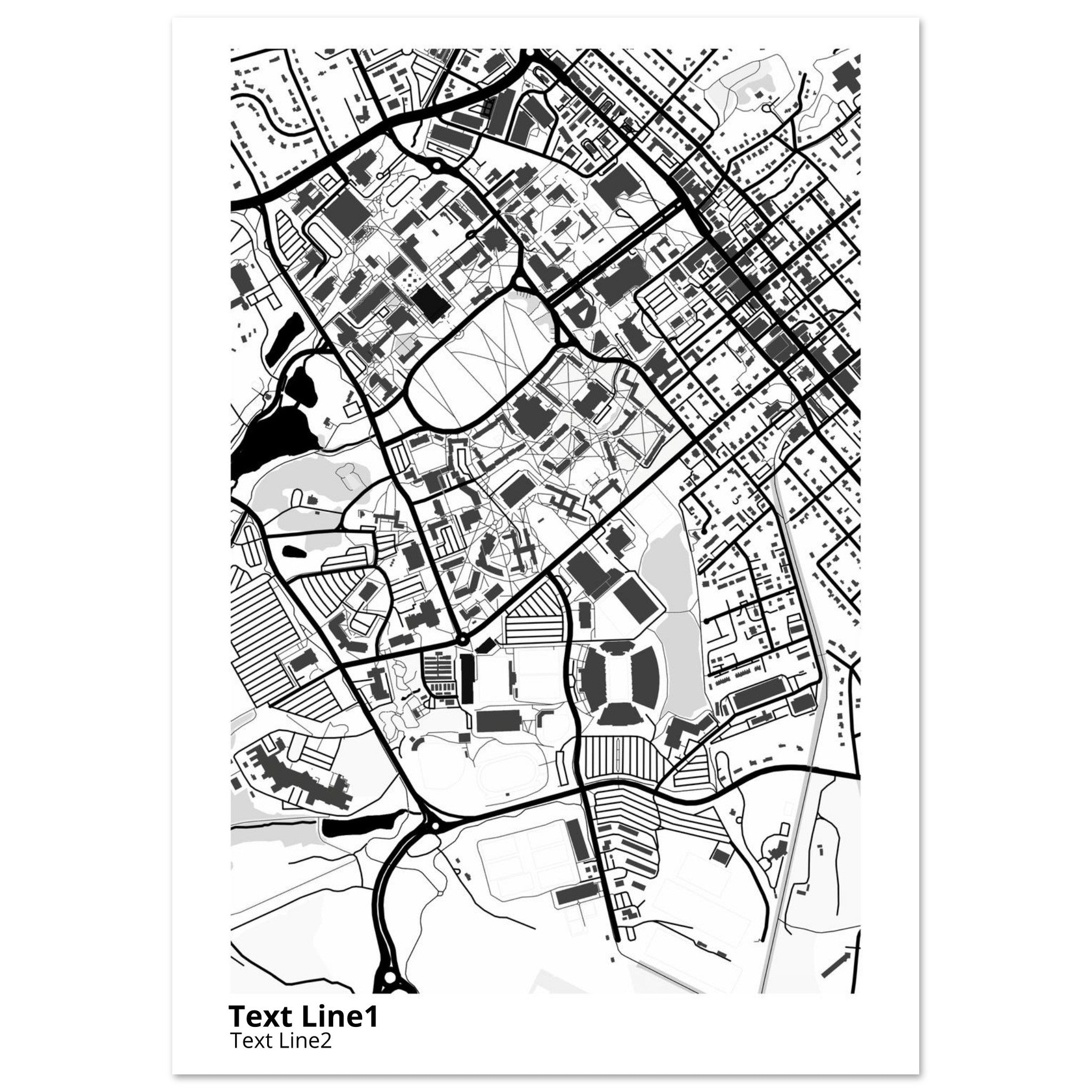 Virginia Tech Campus Map Poster | Graduation Gift - Ink And Atlas
