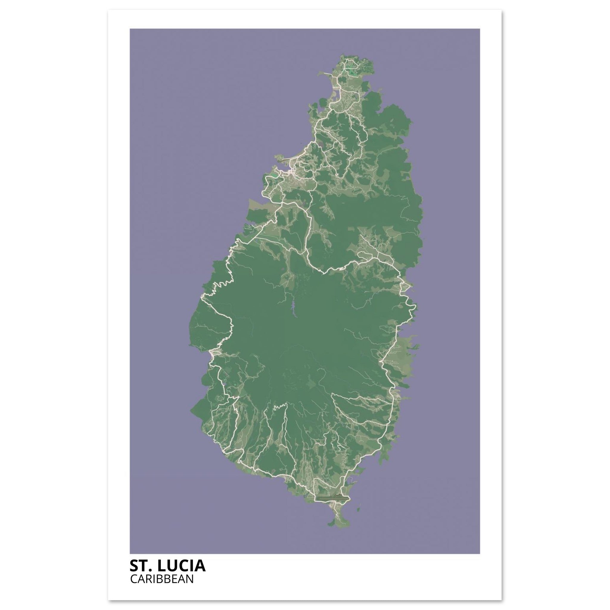St. Lucia Caribbean City Map Poster | Custom Map Art Print - Ink And Atlas