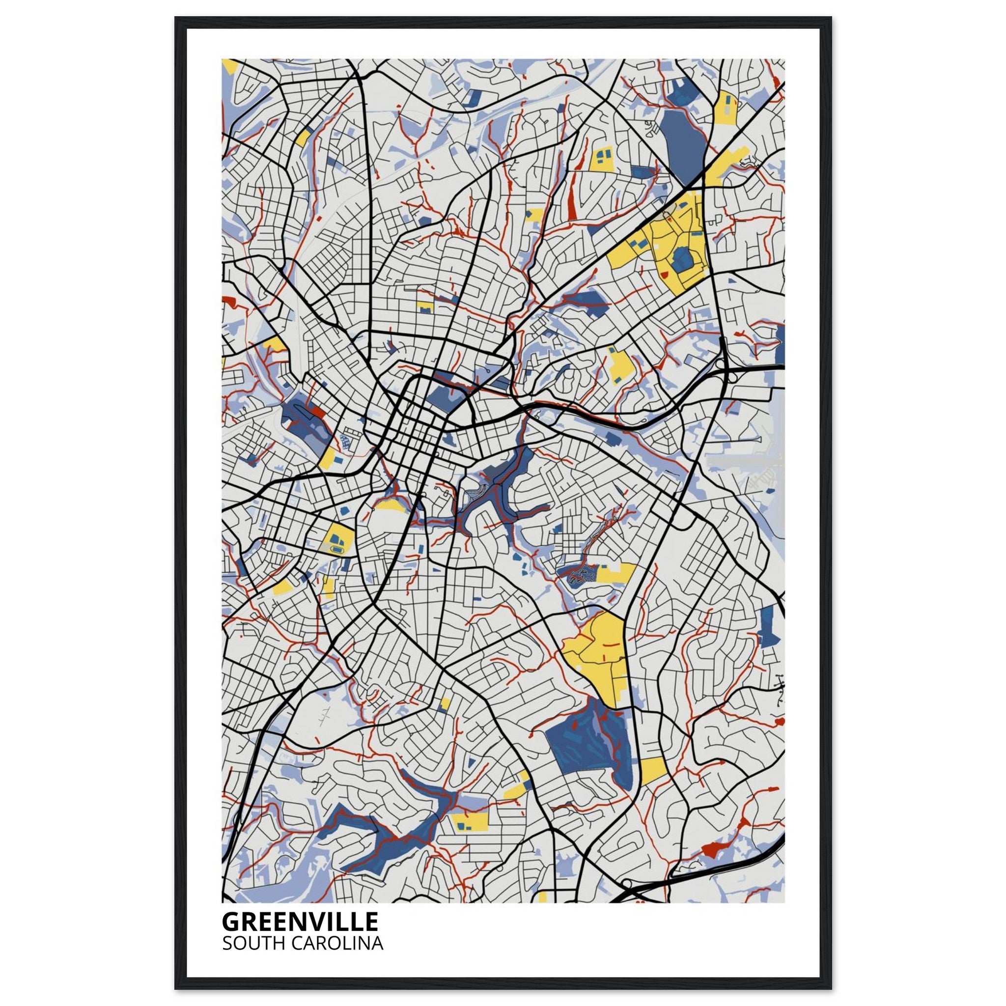 Greenville South Carolina City Map Poster | Custom Map Art Print - Ink And Atlas