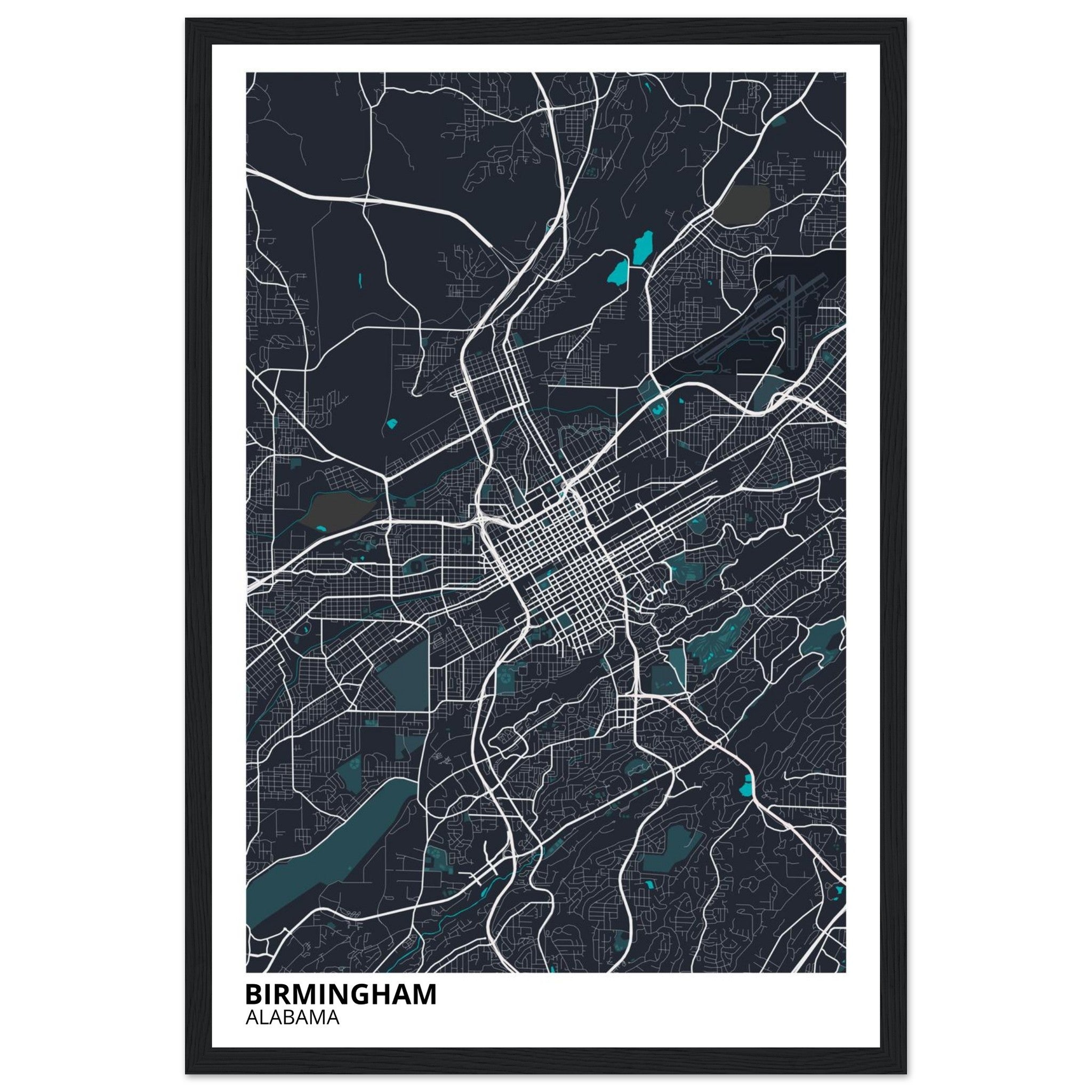 birmingham map poster print