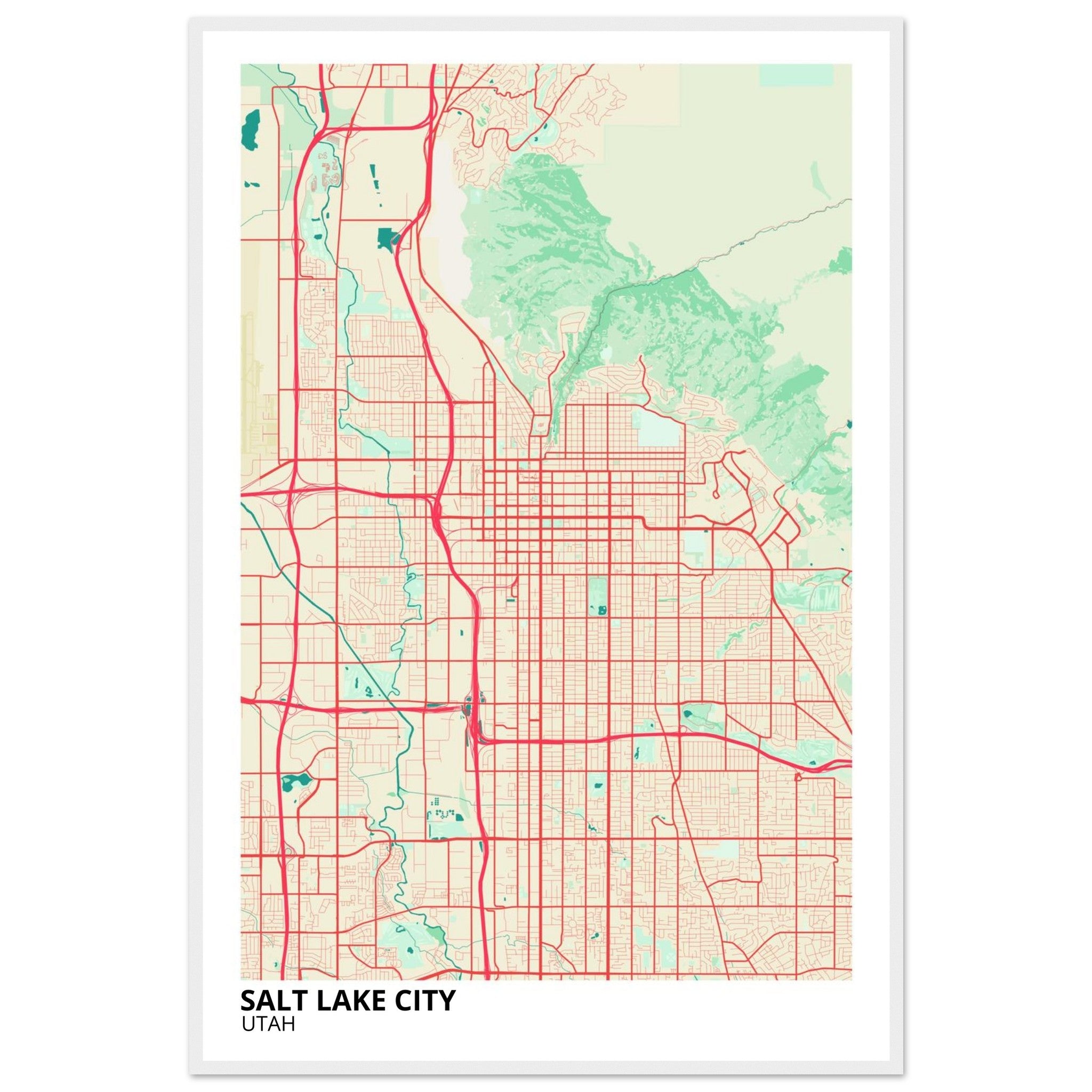 Salt Lake City Utah City Map Poster | Custom Map Art Print - Ink And Atlas