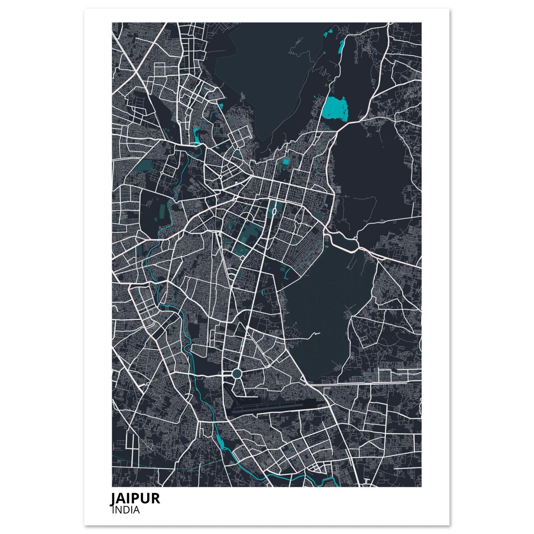 Jaipur India City Map Poster | Custom Map Art Print - Ink And Atlas