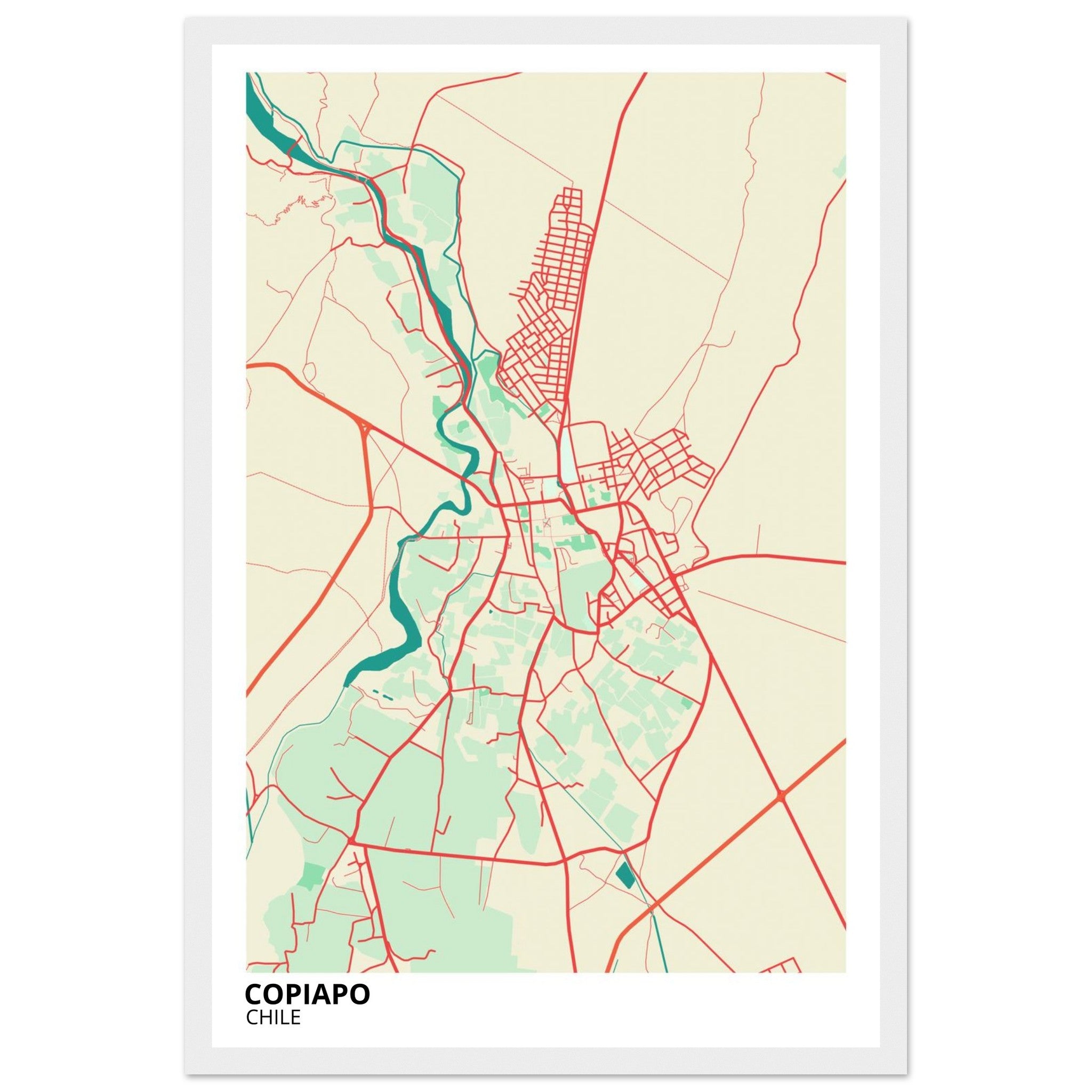 Copiapo Chile City Map Poster | Custom Map Art Print - Ink And Atlas