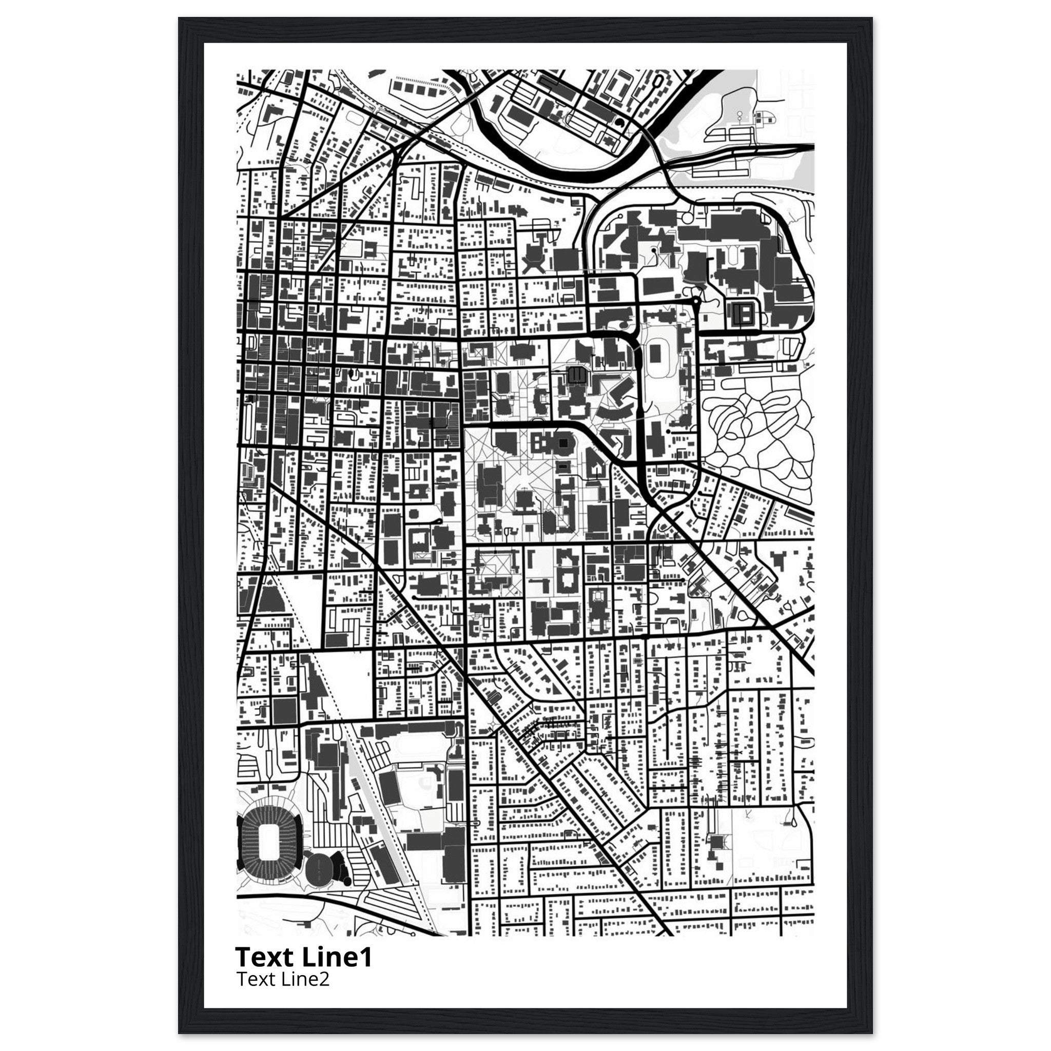 university of michigan ann arbor campus map poster