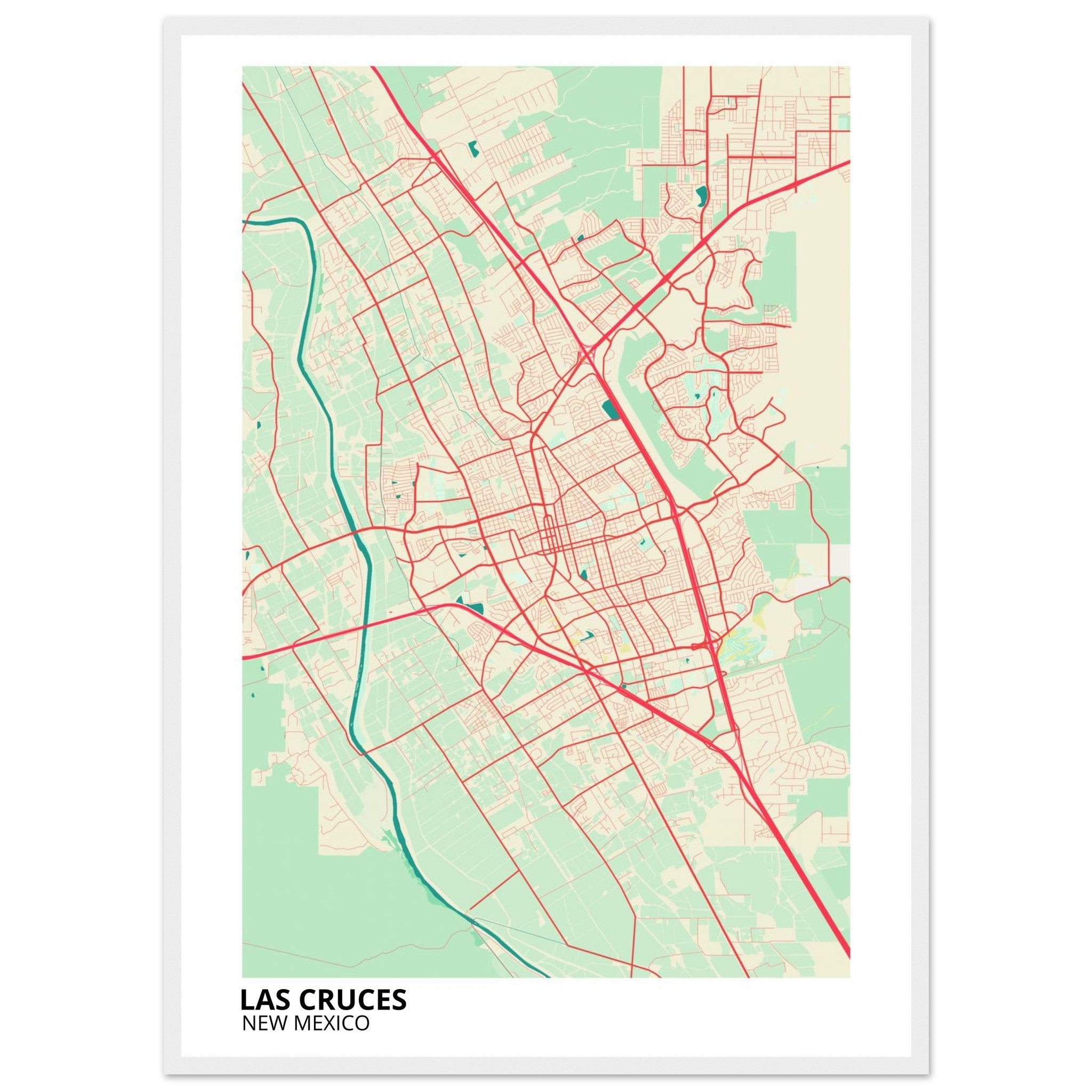 Las Cruces New Mexico City Map Poster | Custom Map Art Print - Ink And Atlas