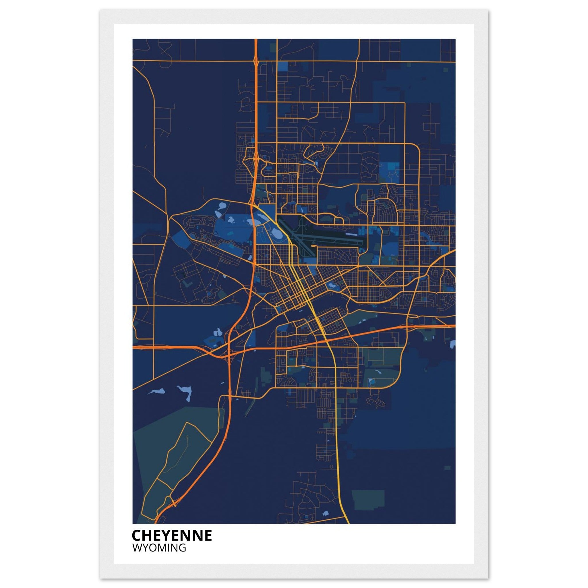 cheyenne map poster print
